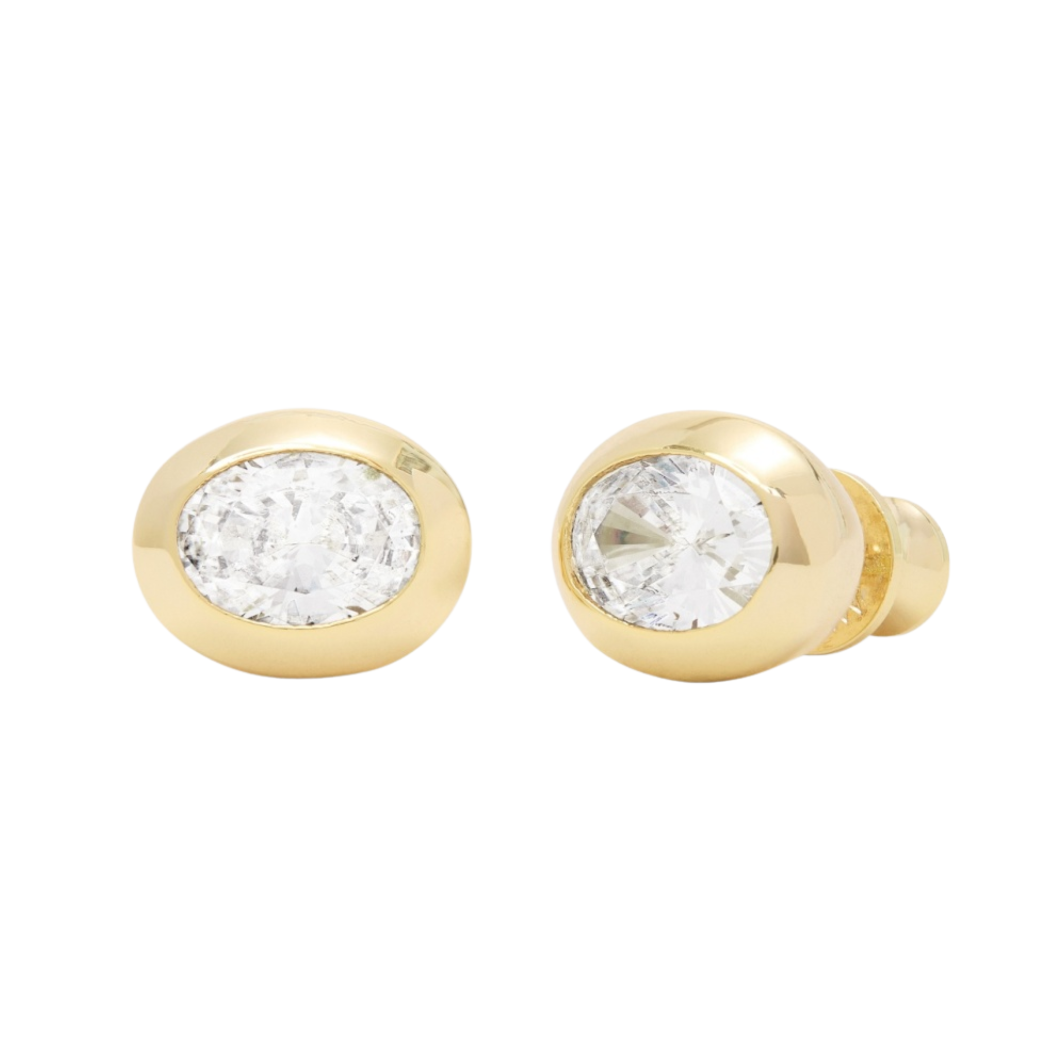 Pair of Melinda Maria "She's A Boss" stud earrings featuring sleek gold-tone metal and minimalist design.