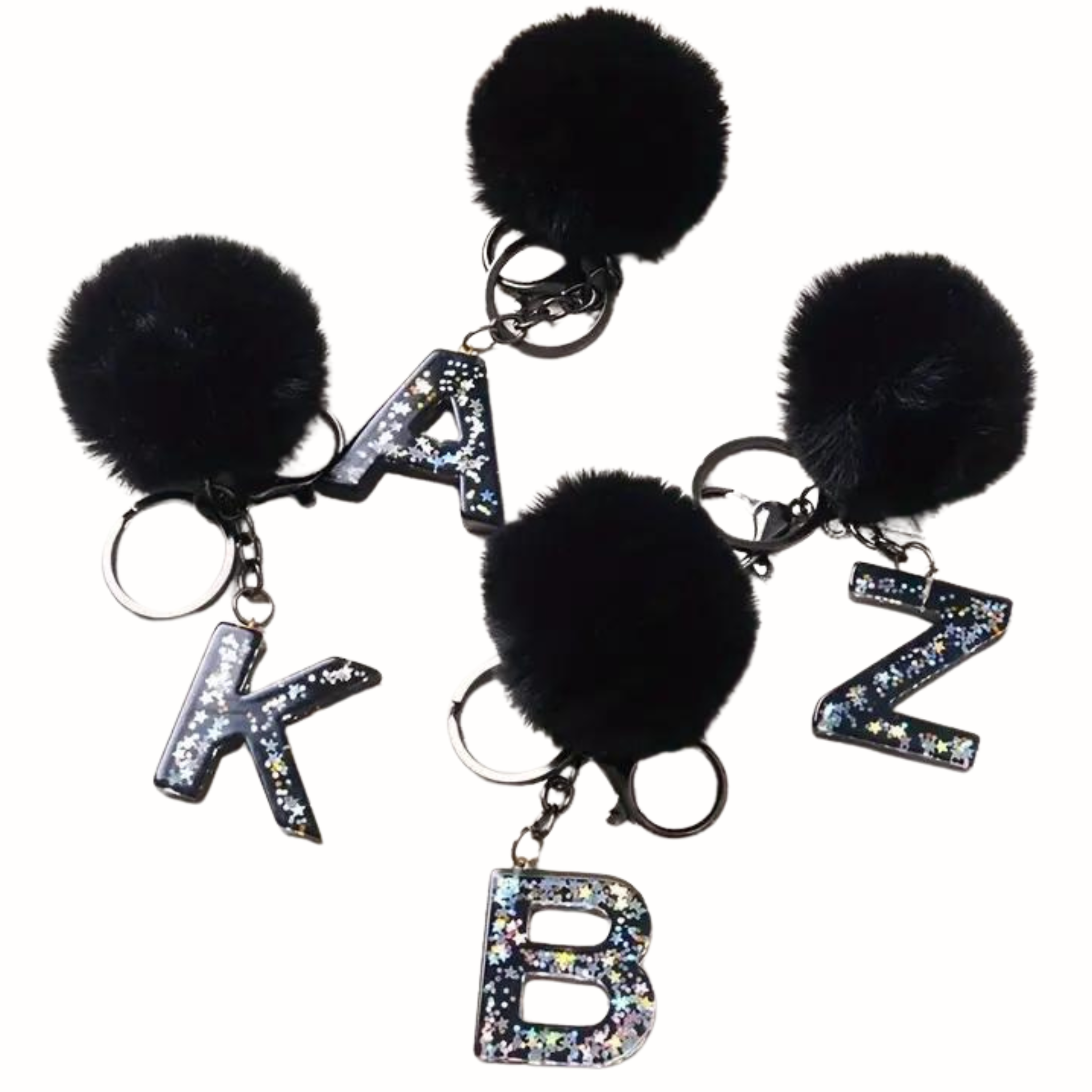 Acrylic Black Star Initial Keychain - Let's Bag It