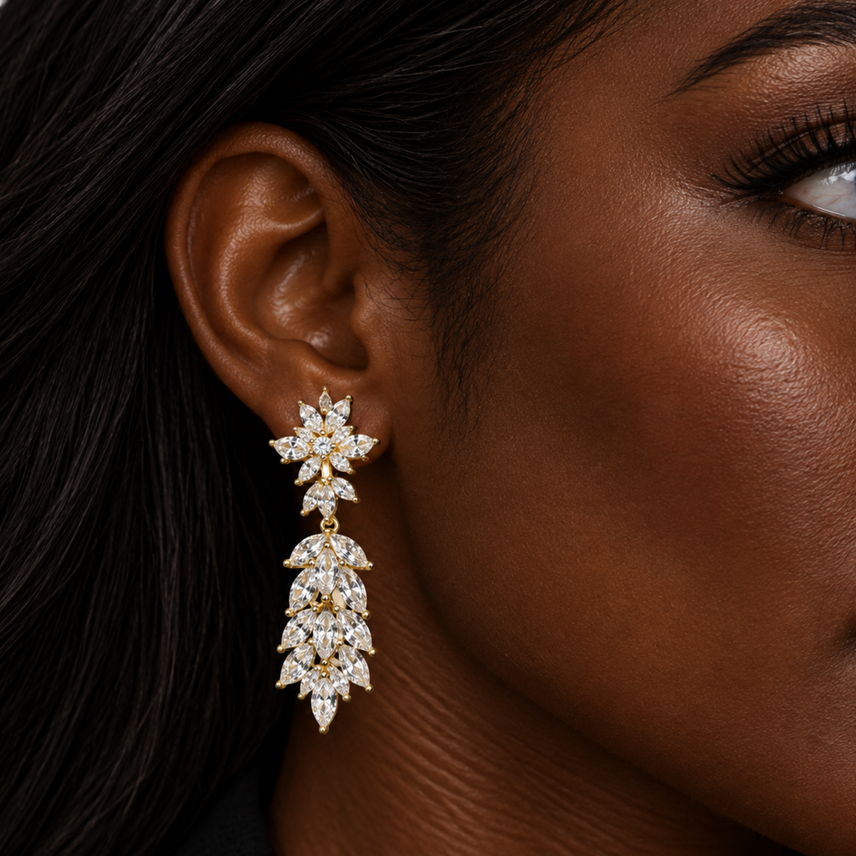 Private label snowfall earring featuring a delicate snowflake design, silver-tone metal with intricate detailing.