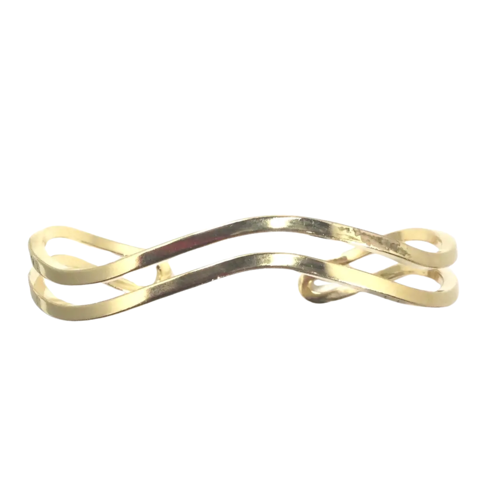 Silver wave cuff bracelet by Private Label featuring a sleek, minimalist design and a polished finish.