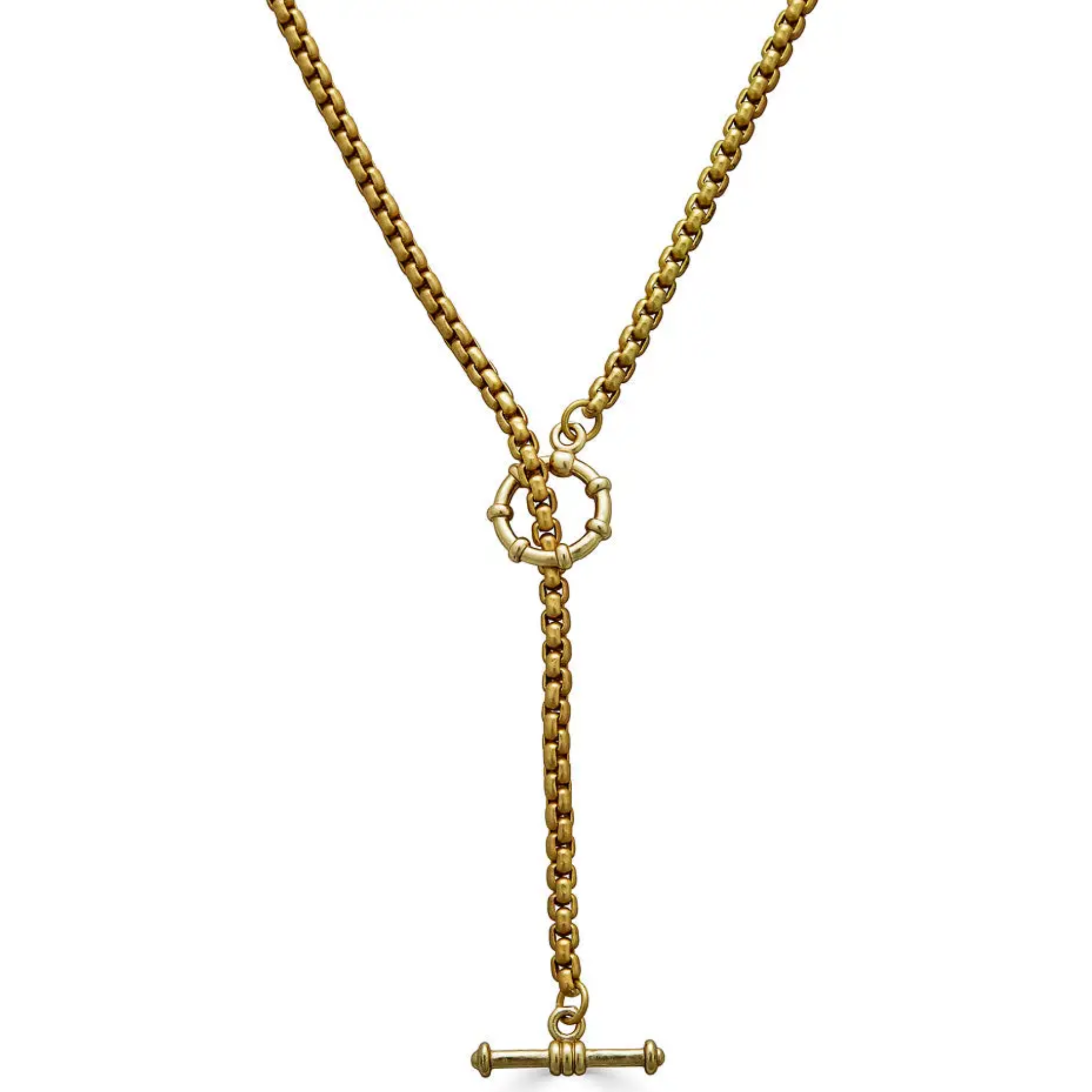 Gold Box Chain Lariat Necklace-Bracelet - Let's Bag It