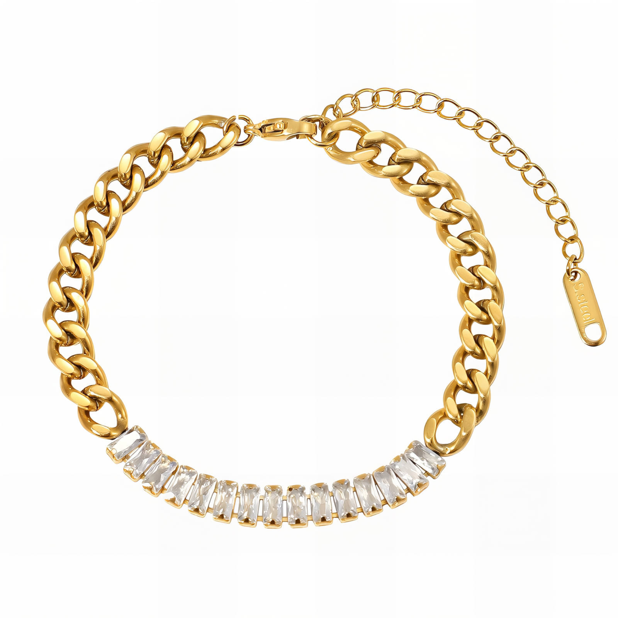 CZ chain bracelet by Private Label featuring sparkling cubic zirconia links and a sleek design.