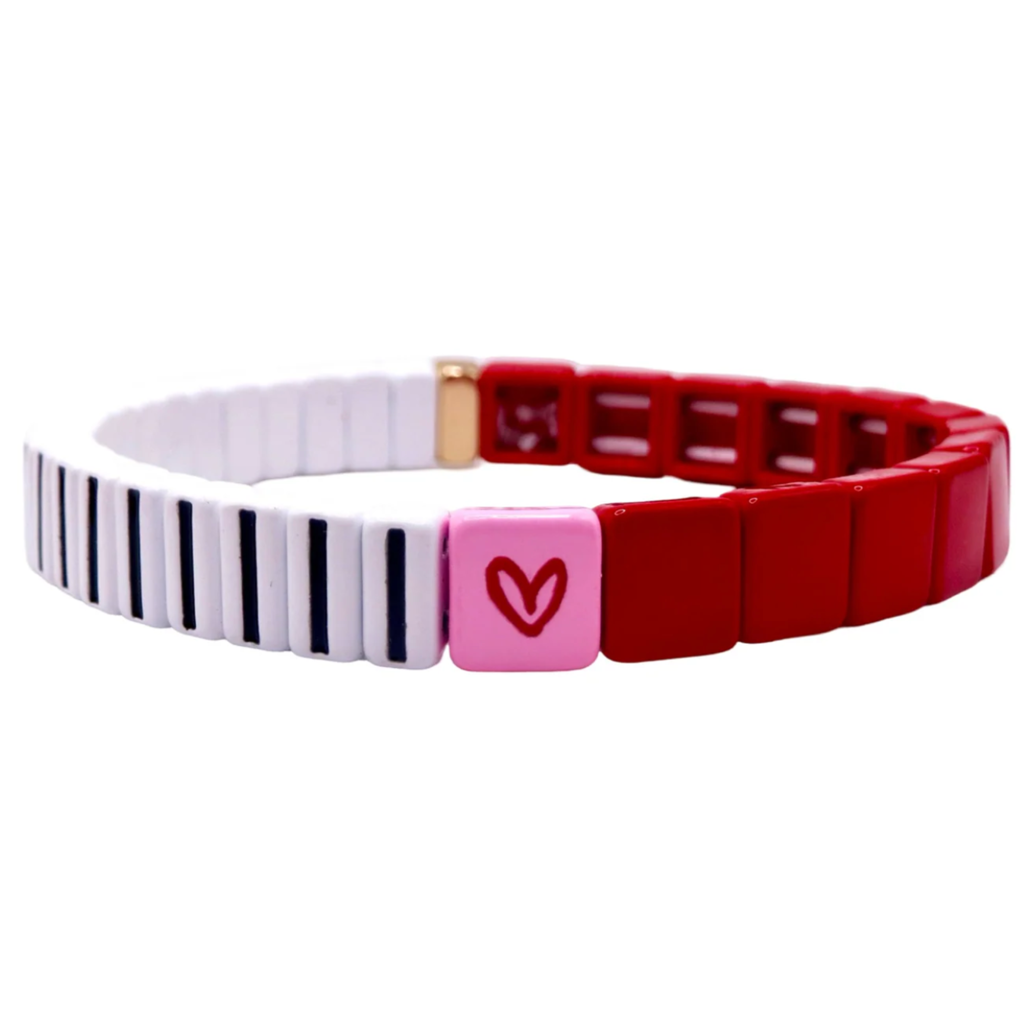 Pink and Red heart stretch bracelet - Let's Bag It