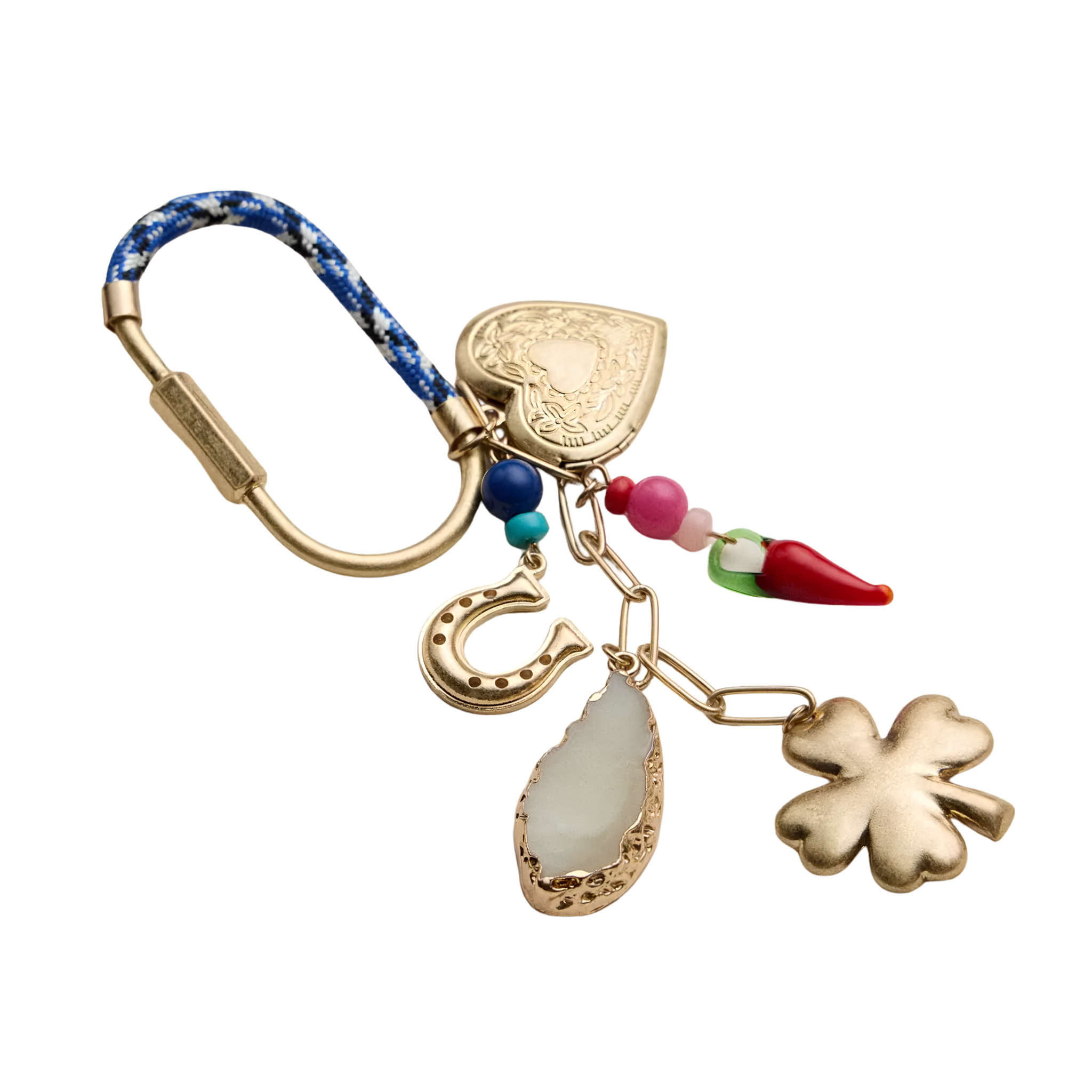 Gold Lucky Charm Keychain | Clover & Heart