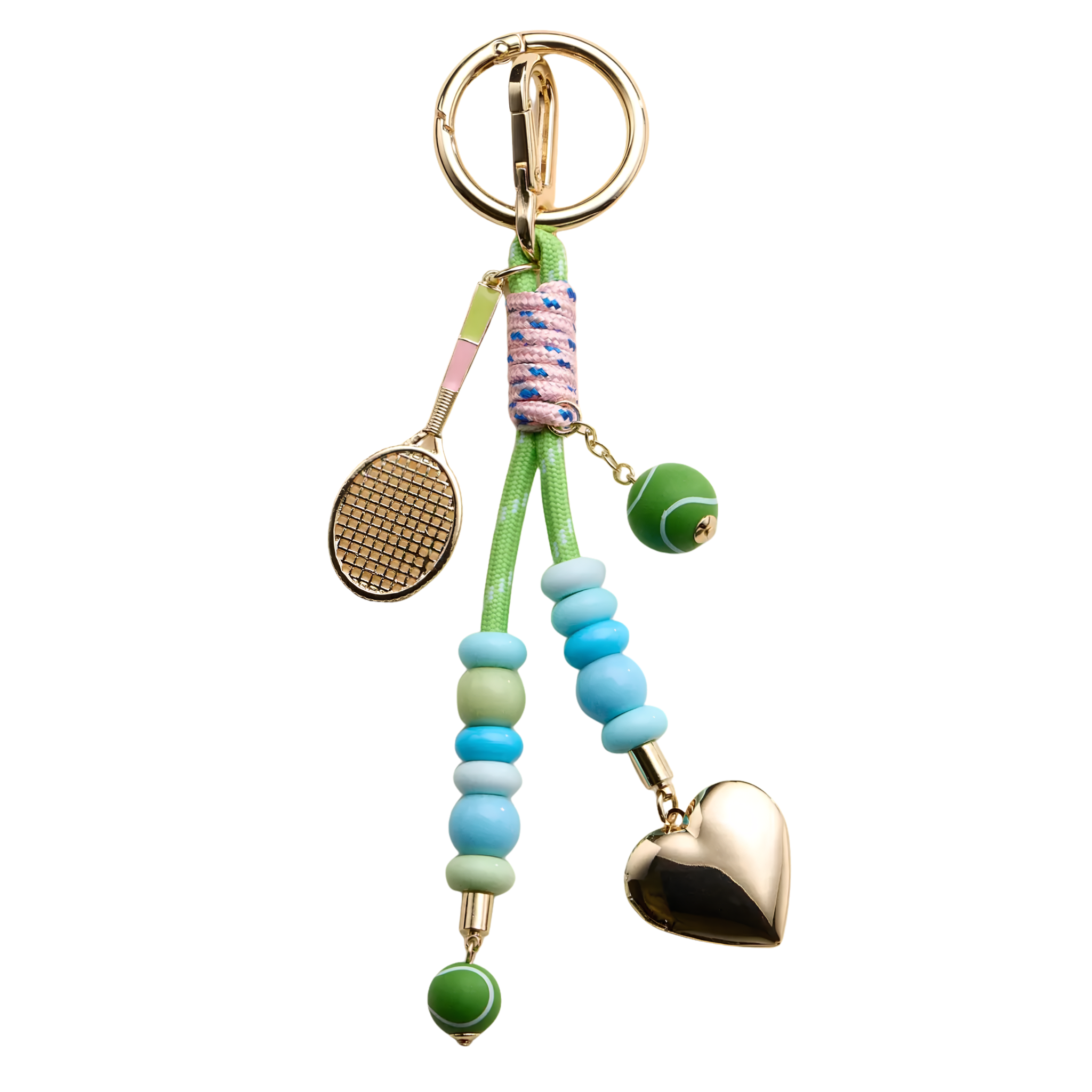 Tennis Charm Beaded Keychain with Heart Locket