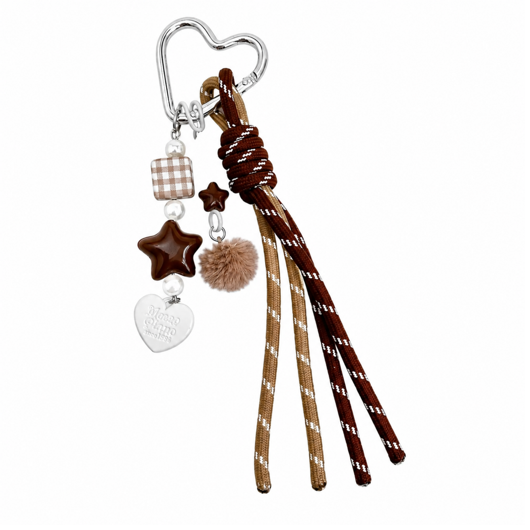 Trendy Plush Ball Heart Pendant Keychain Bag Charm