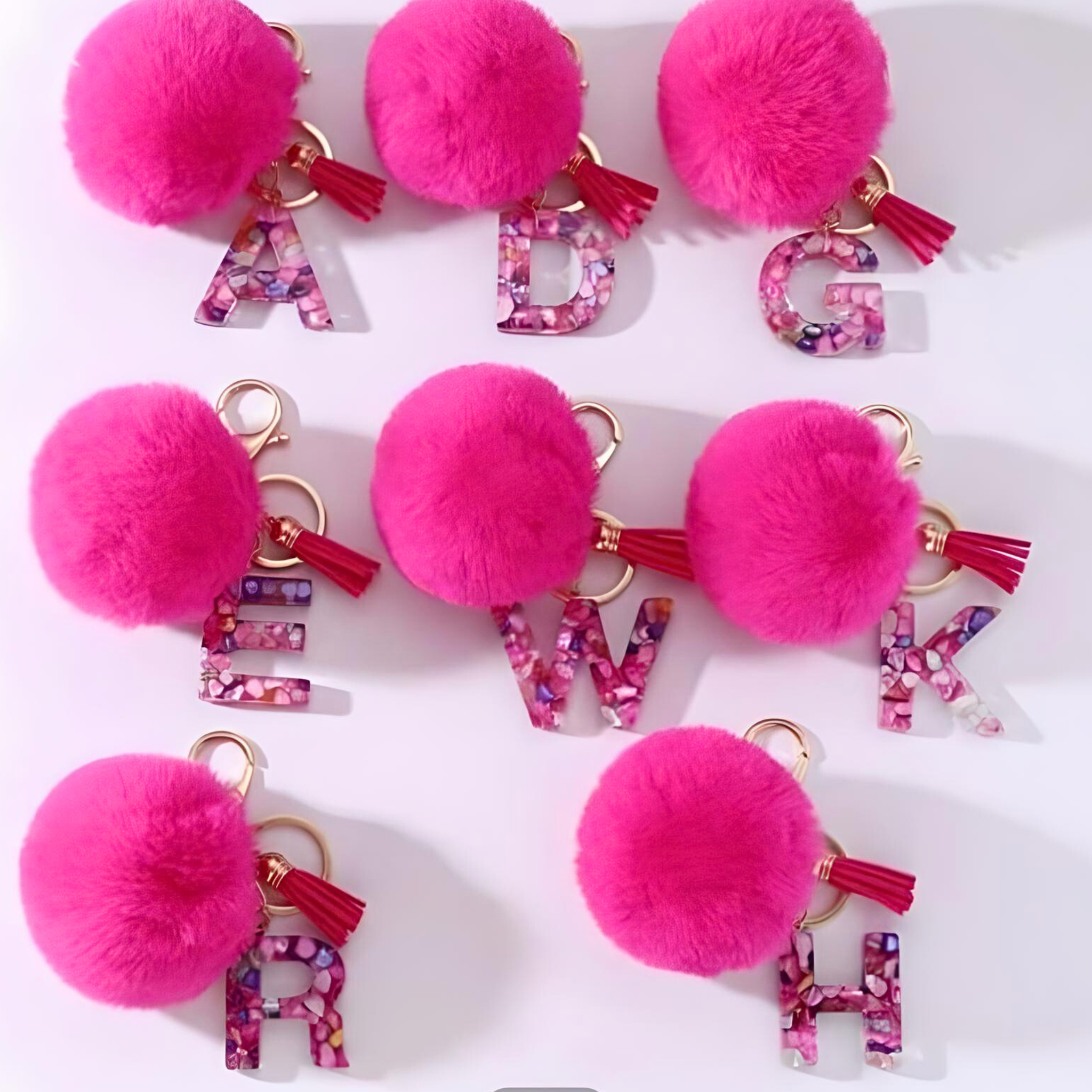 Acrylic Multi Color Shell Initial Keychain - Let's Bag It