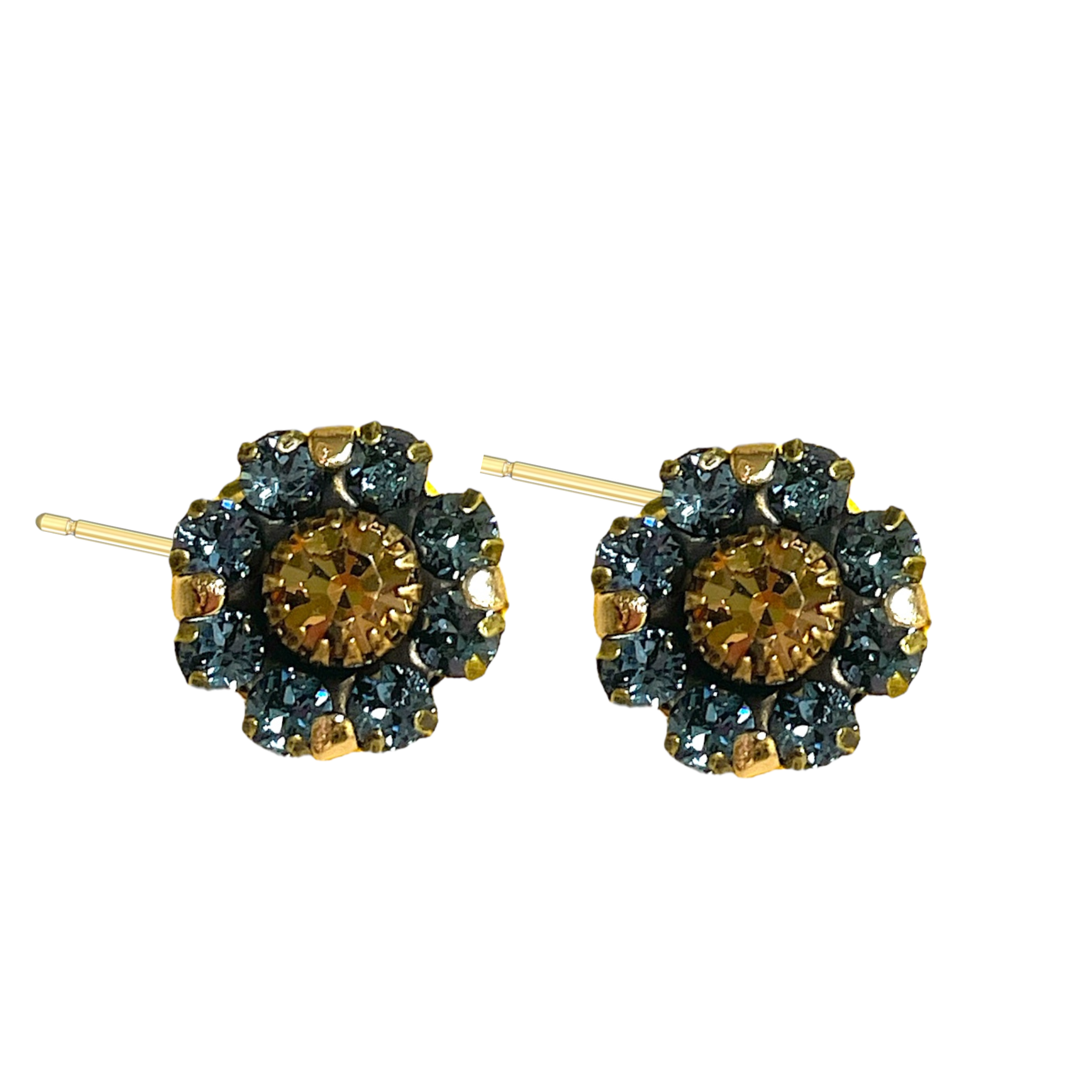Floral earring studs featuring colorful petals and a delicate design, perfect for adding a touch of elegance.