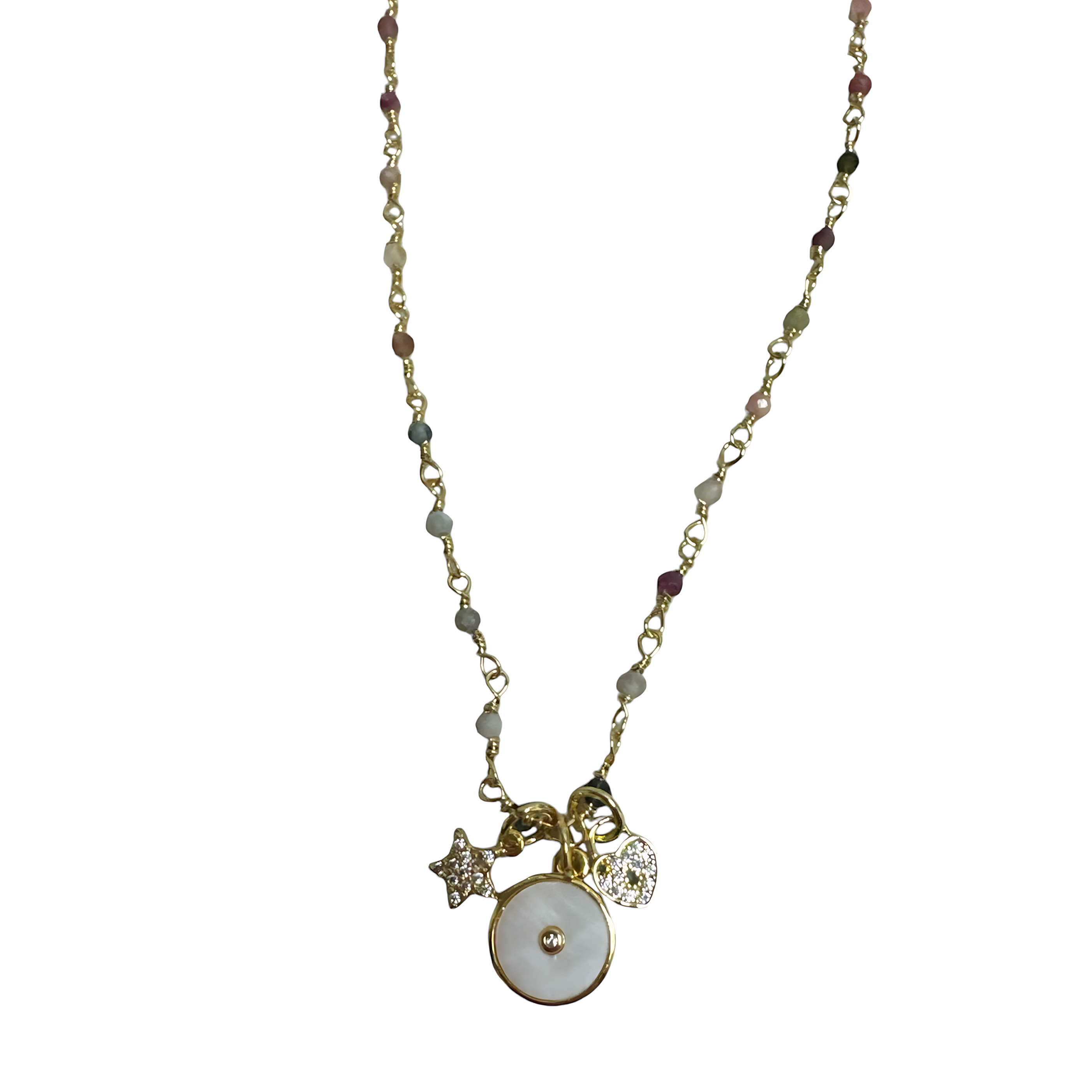 Delicate chain necklace with three charm detail - Let's Bag It