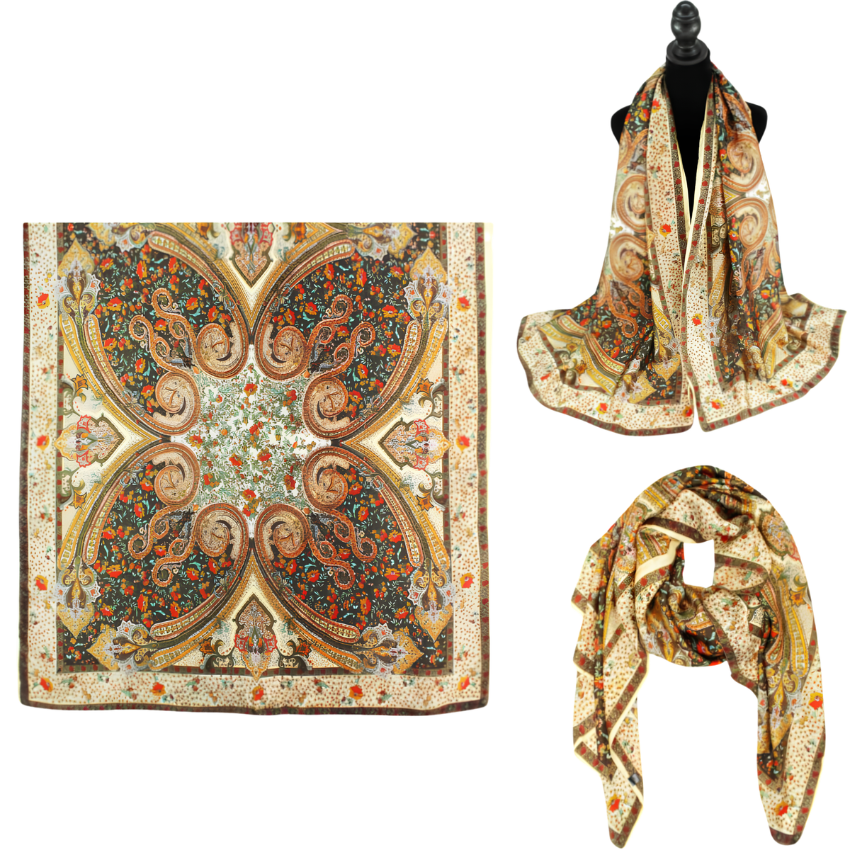 Women 35"X78" Oblong Silky Satin Scarf Shawl