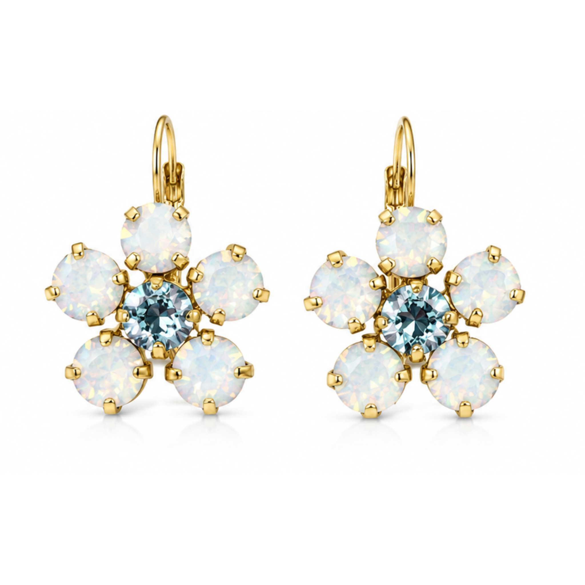 Cathie Nilson Daisy Earring featuring a delicate flower design, gold-toned metal with intricate petal details.