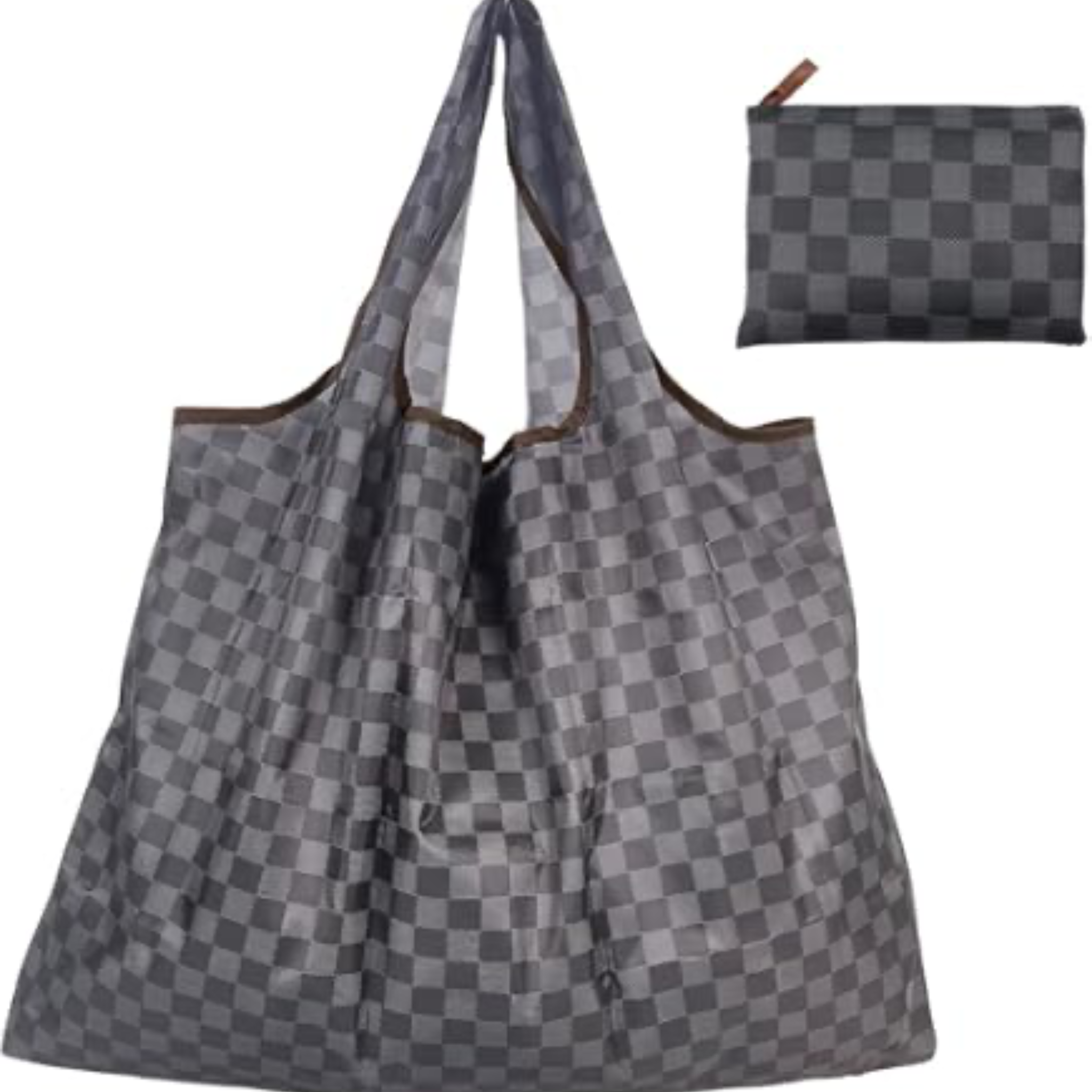 Versatile foldable nylon tote bag perfect for grocery shopping, beach trips & travel. Eco-friendly reusable design folds into a compact square. Shop sustainable bags now."