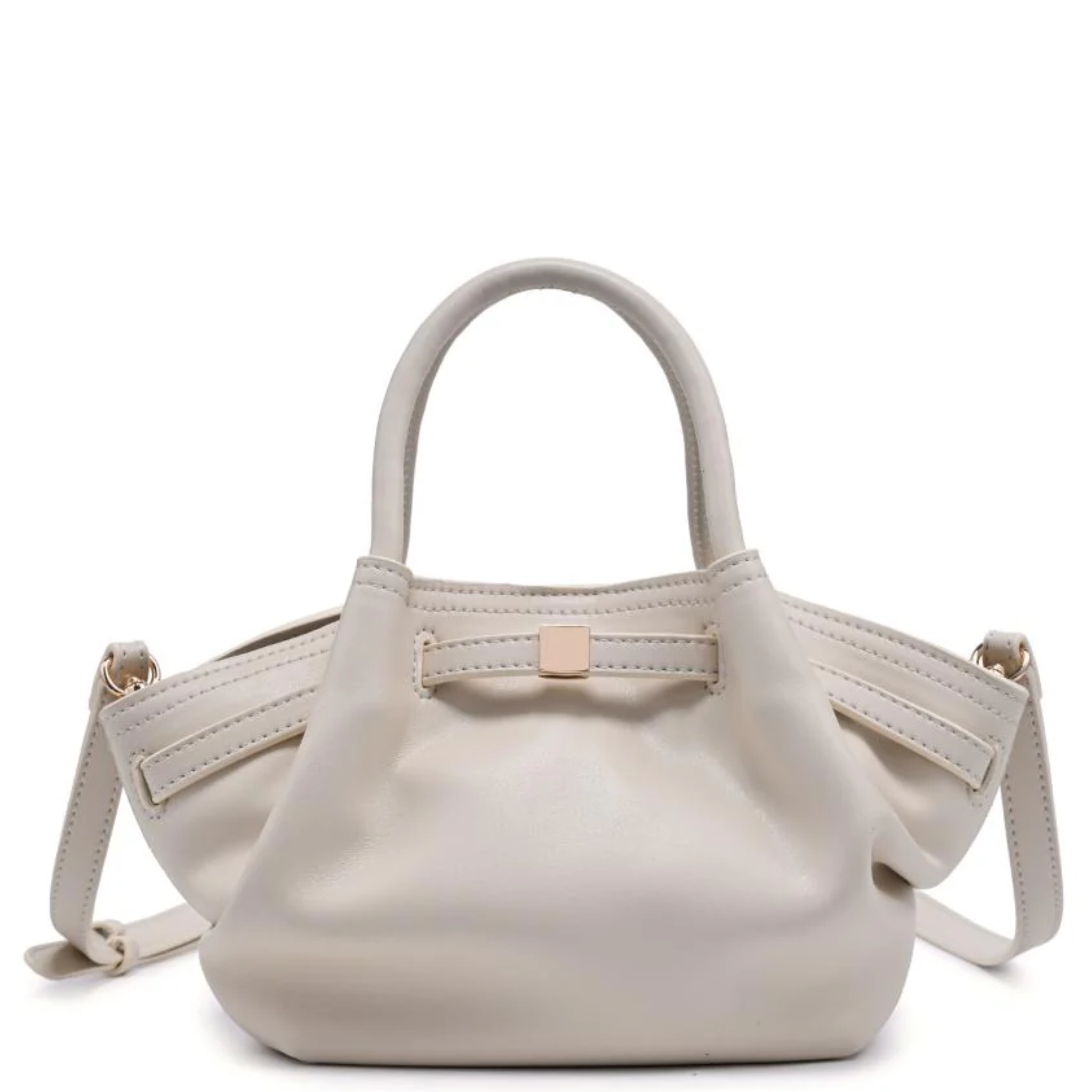 Beige Urban Expressions Selena color pop crossbody bag with adjustable strap and stylish design.
