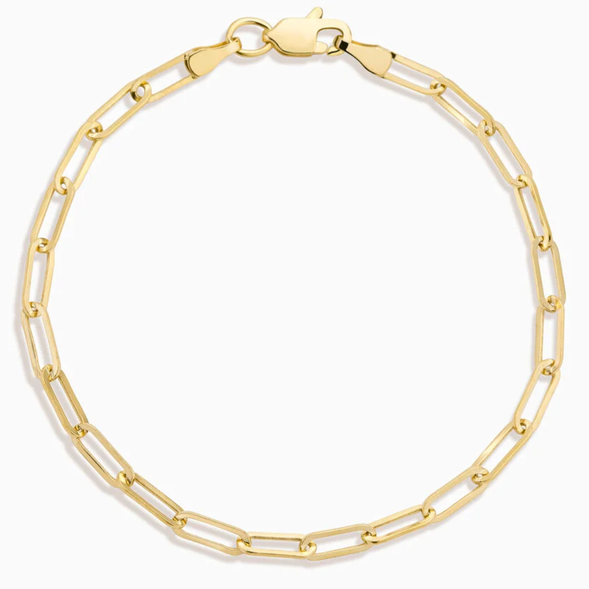Thin paperclip bracelet by private label, featuring a minimalist design with sleek, interlinked metal shapes.