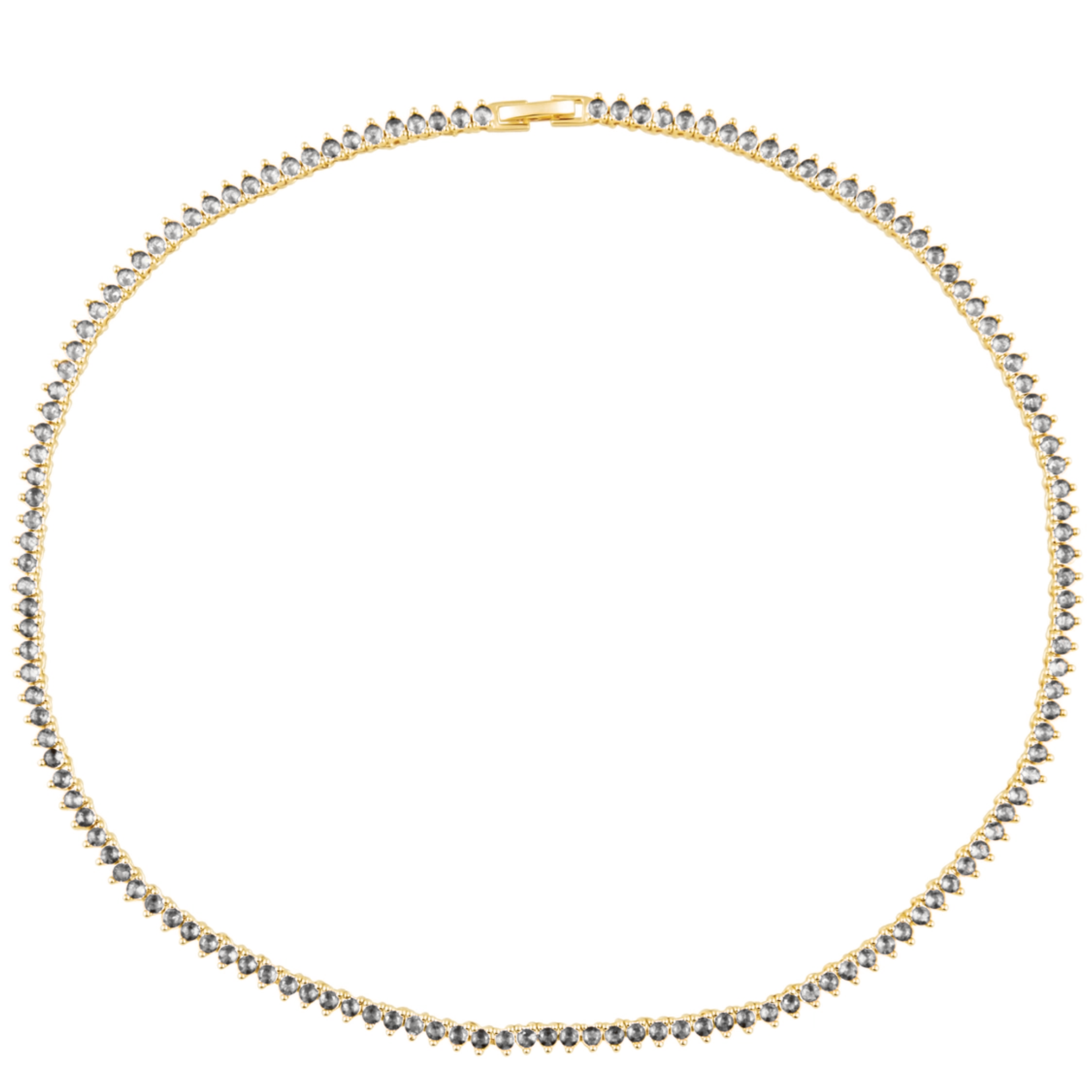 Three prong thin tennis necklace