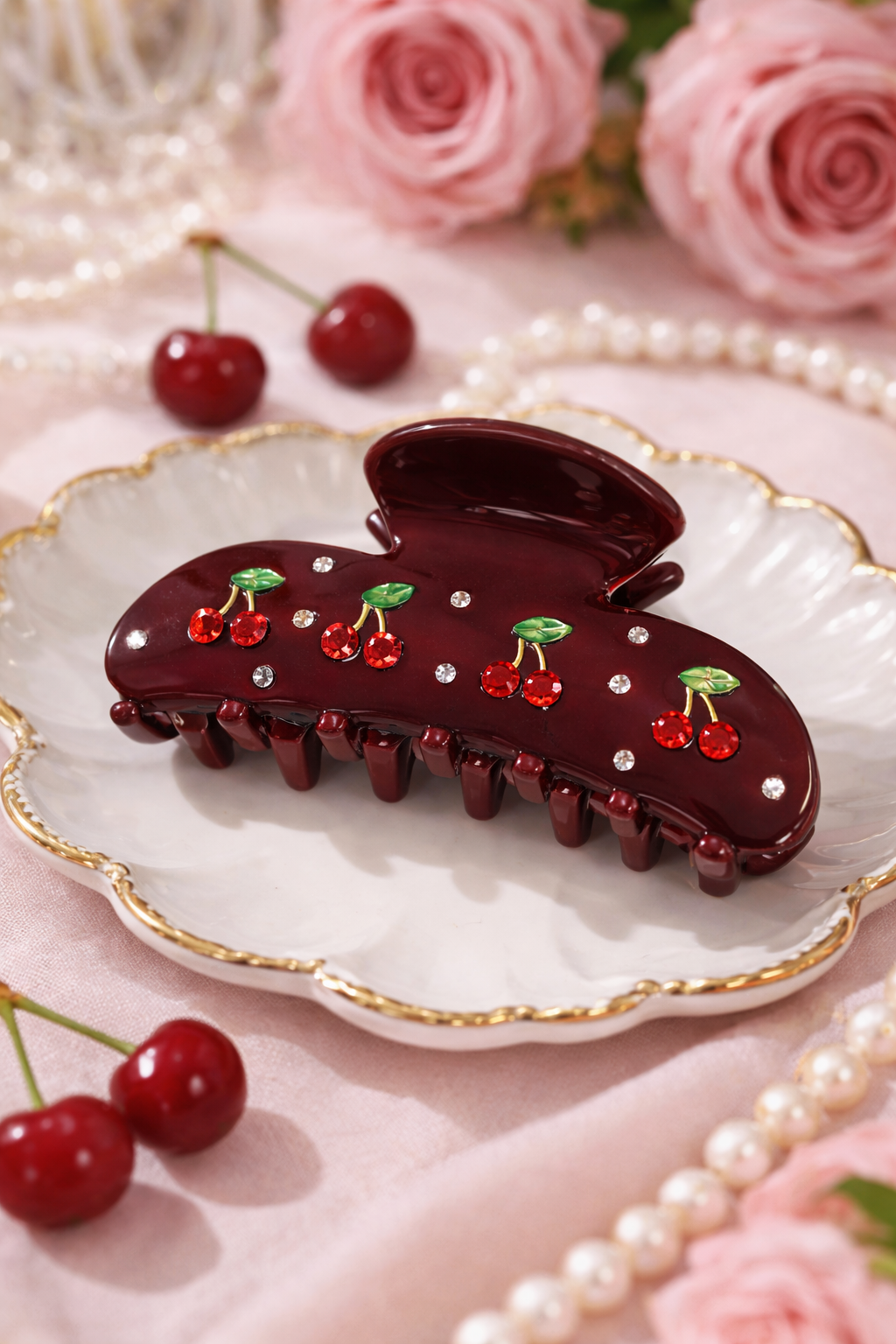 🍒 Cherry Sparkle Hair Claw Clip