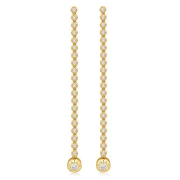 Gold Rose Bud Tennis Drop Stud Earrings by Private Label Jewelry, featuring delicate rosebud design in elegant gold finish