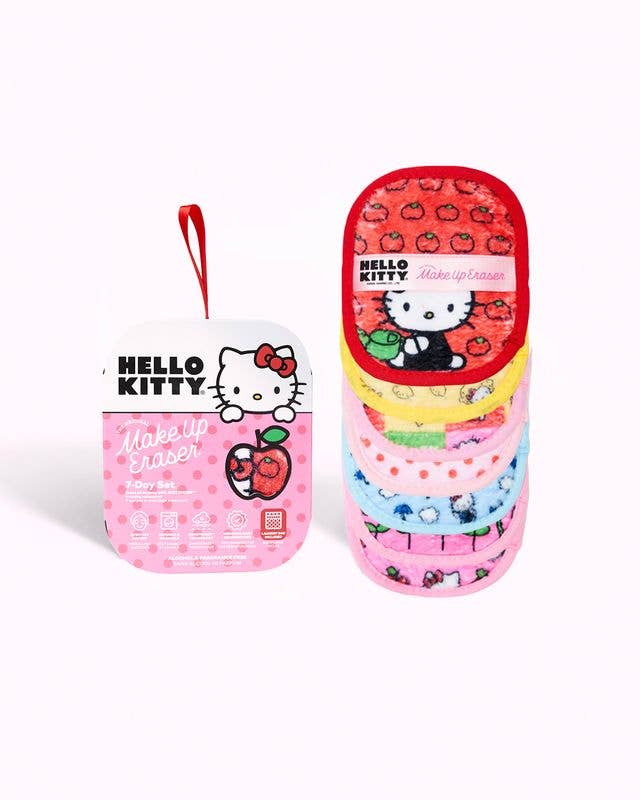 Hello Kitty Classic 7-Day Set by The Original MakeUp Eraser featuring colorful Hello Kitty-themed cloths for skincare.