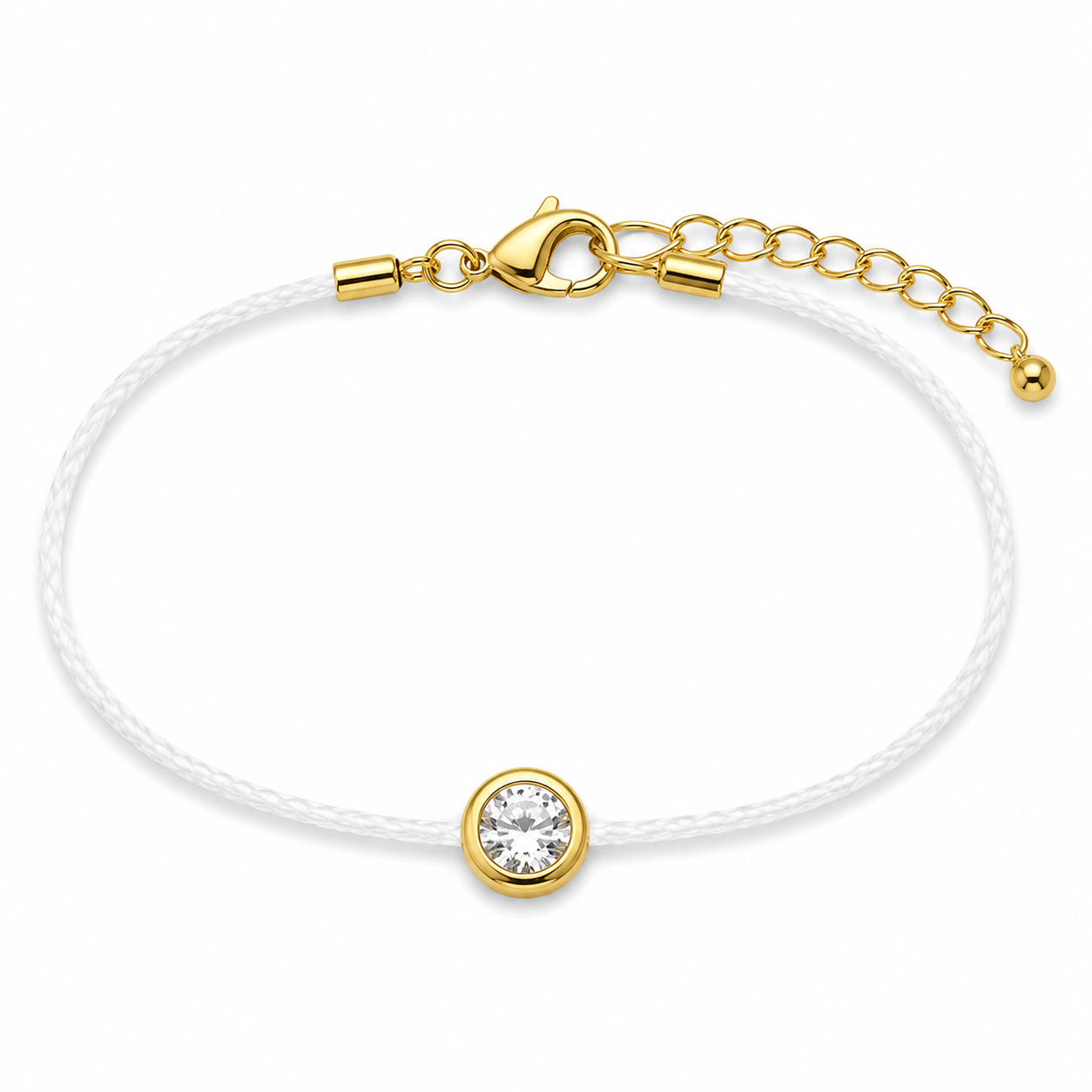Diamond Cord Bracelet with Round Bezel CZ