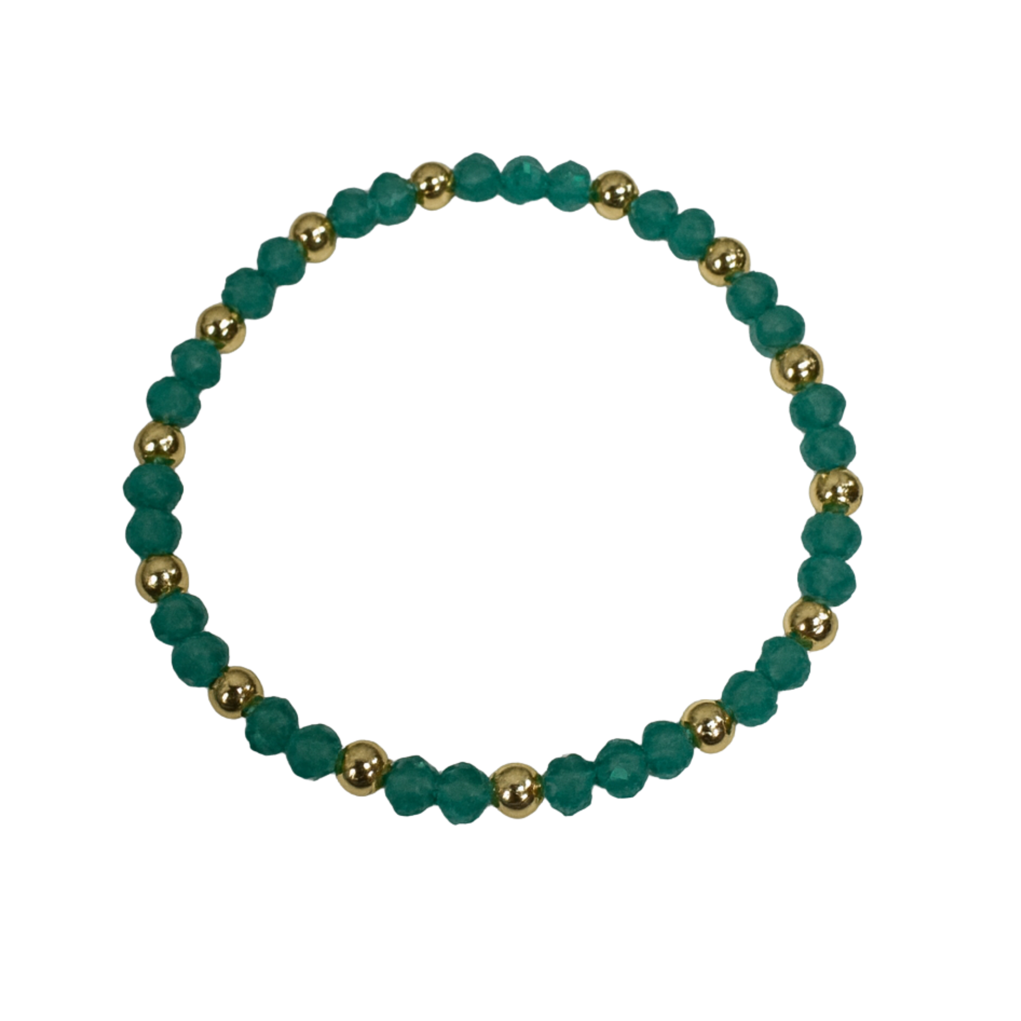 Colorful beaded bracelet with gold spacers from The Skylar Project, featuring vibrant beads and shiny gold accents.