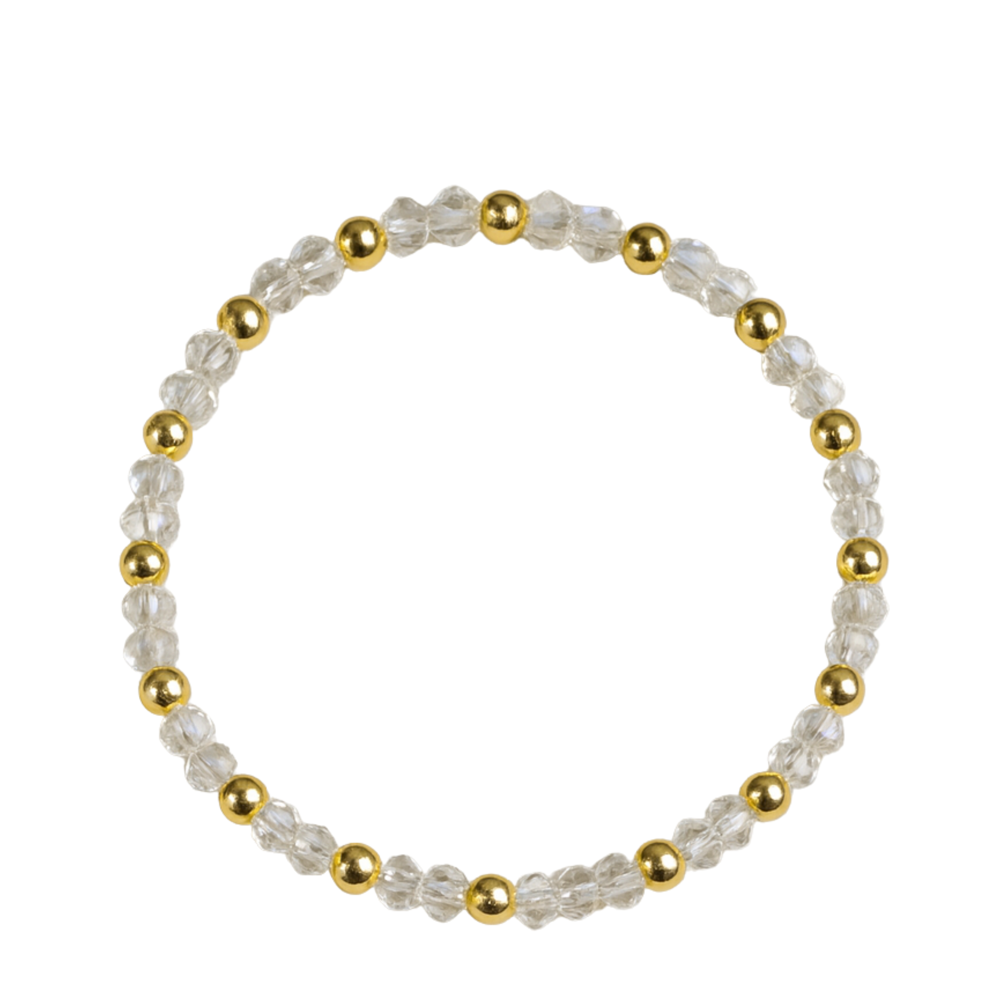 Colorful beaded bracelet with gold spacers from The Skylar Project, featuring vibrant beads and elegant gold accents.