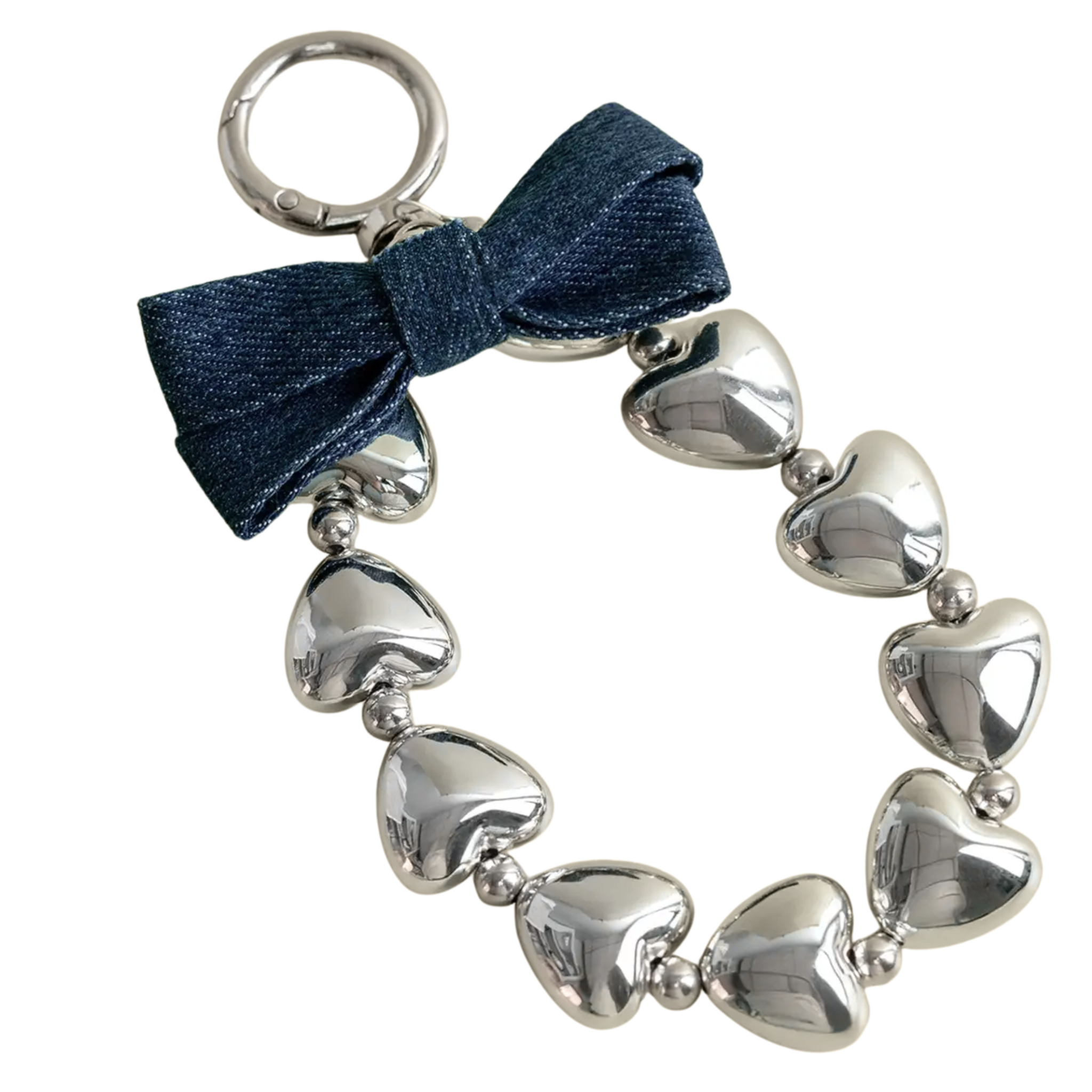 Denim Bow Looped in Love Charm