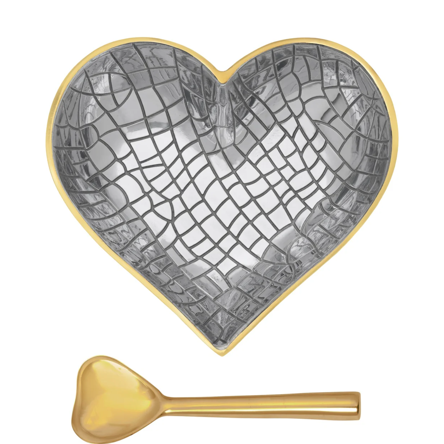 Happy Gold Croco Heart giftware with spoon, featuring a stylish design perfect for serving or decoration.