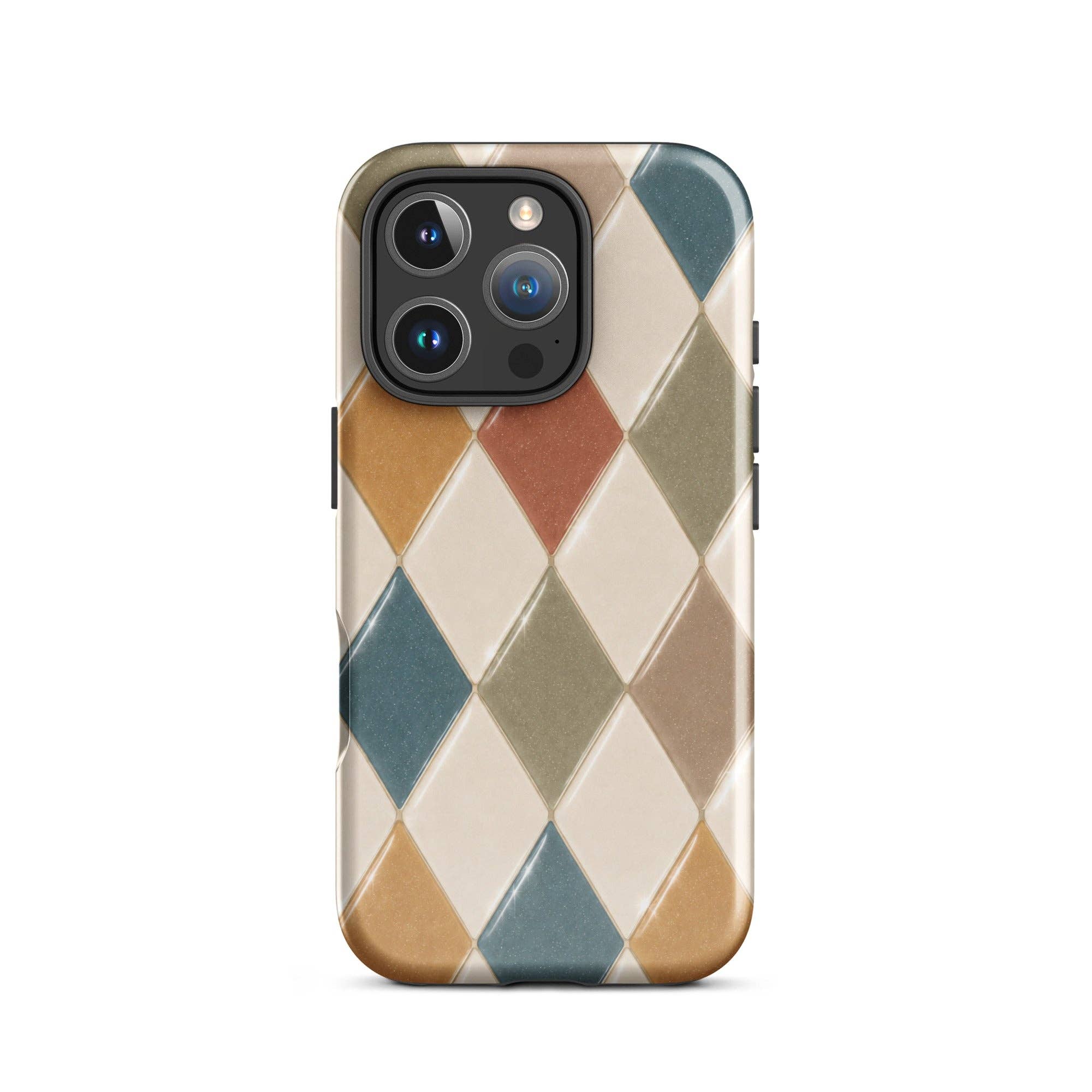 Green Tan Turquoise Argyle iPhone Case