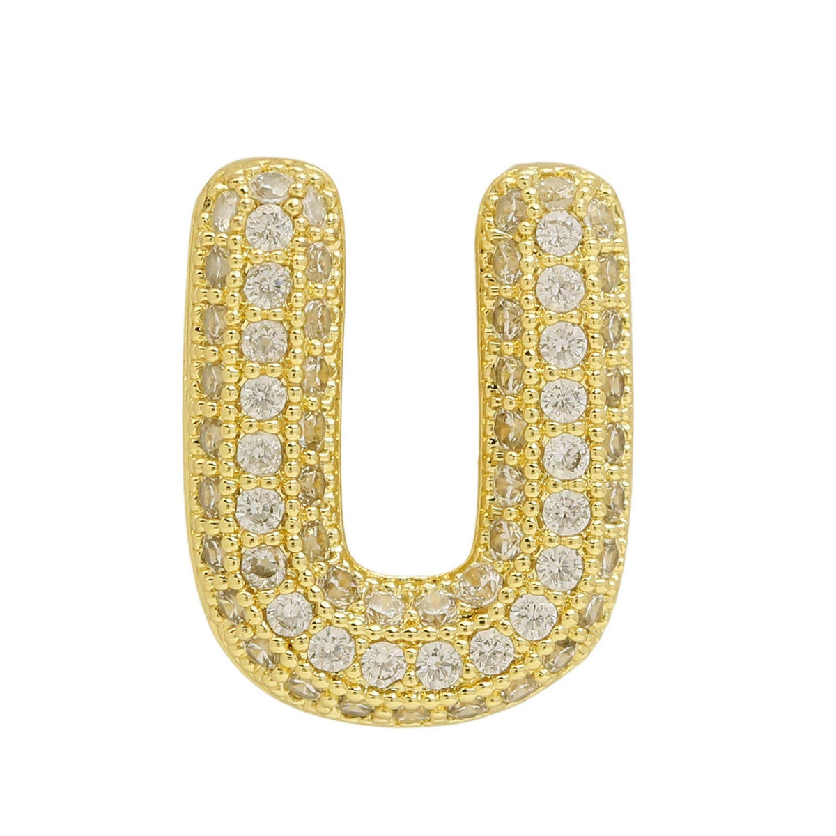 Private label slider initial charm for watch bracelet, featuring a sleek metal design with engraved initial letter.