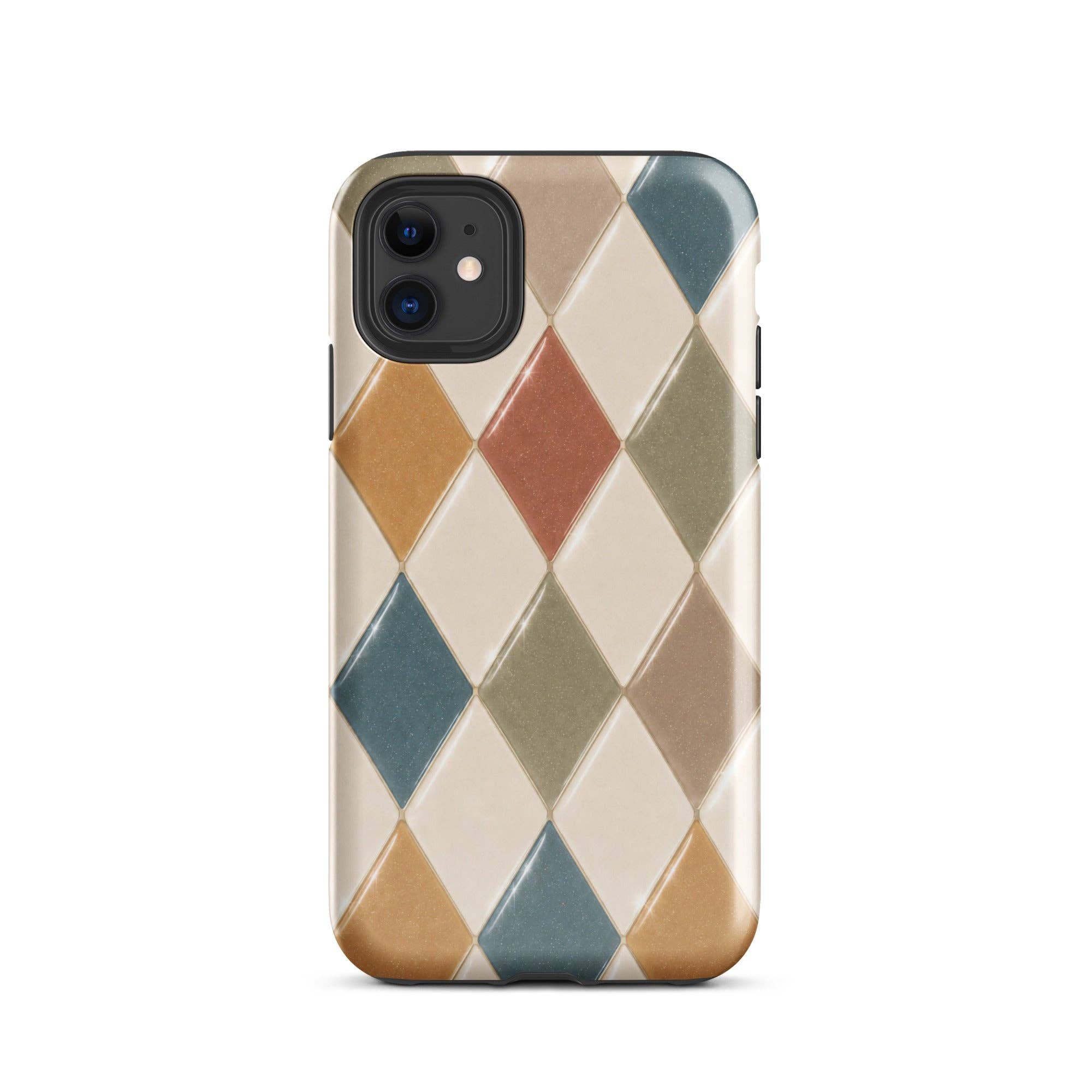 Green Tan Turquoise Argyle iPhone Case