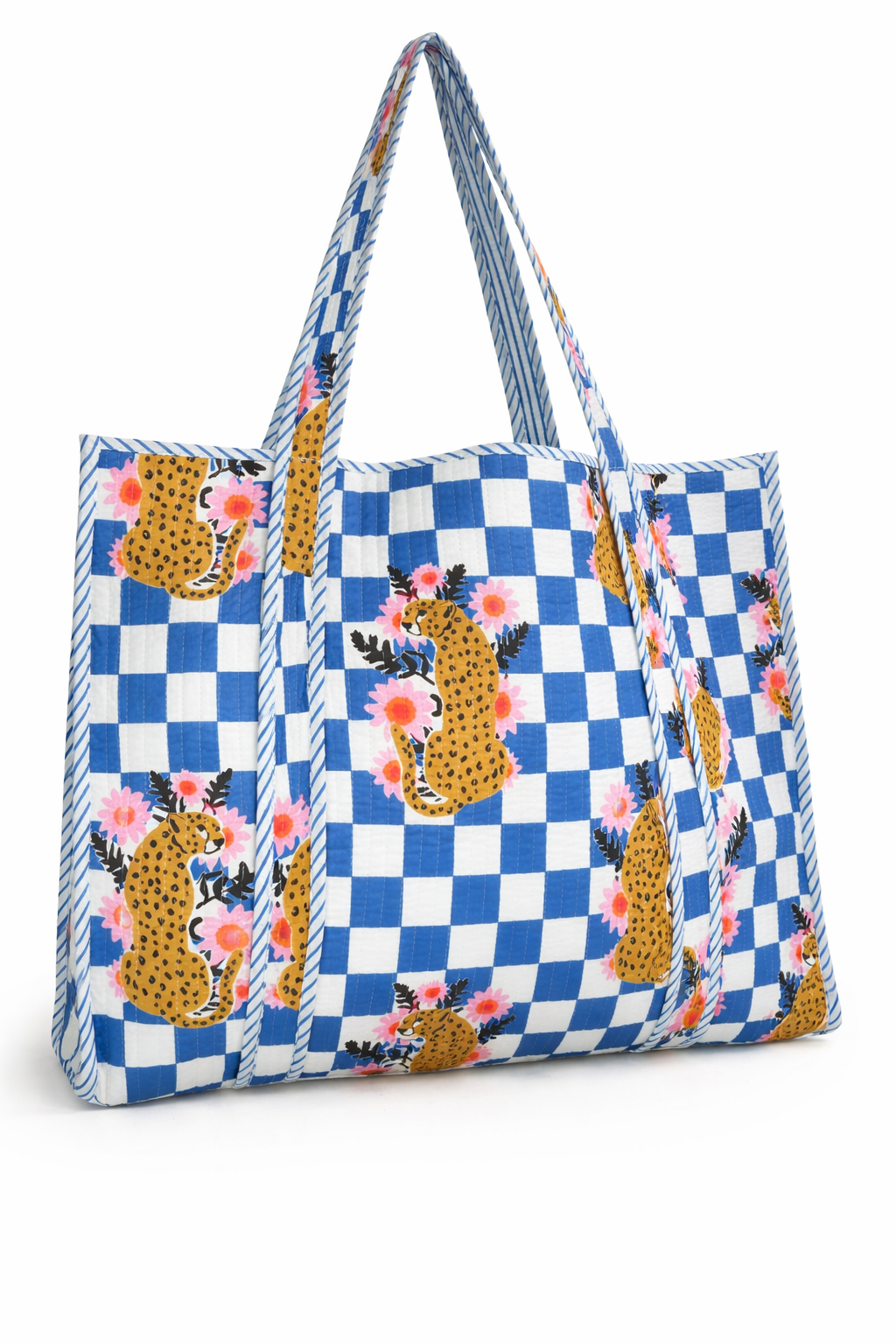 Quilted Tote Bag | Jaguar Print Tote | Large Shopping Tote