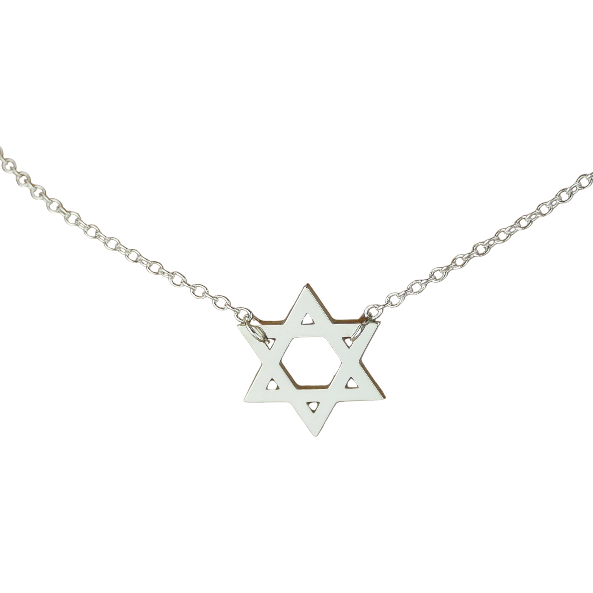 Star of David necklace from Private Label featuring a silver pendant on a delicate chain against a soft background.