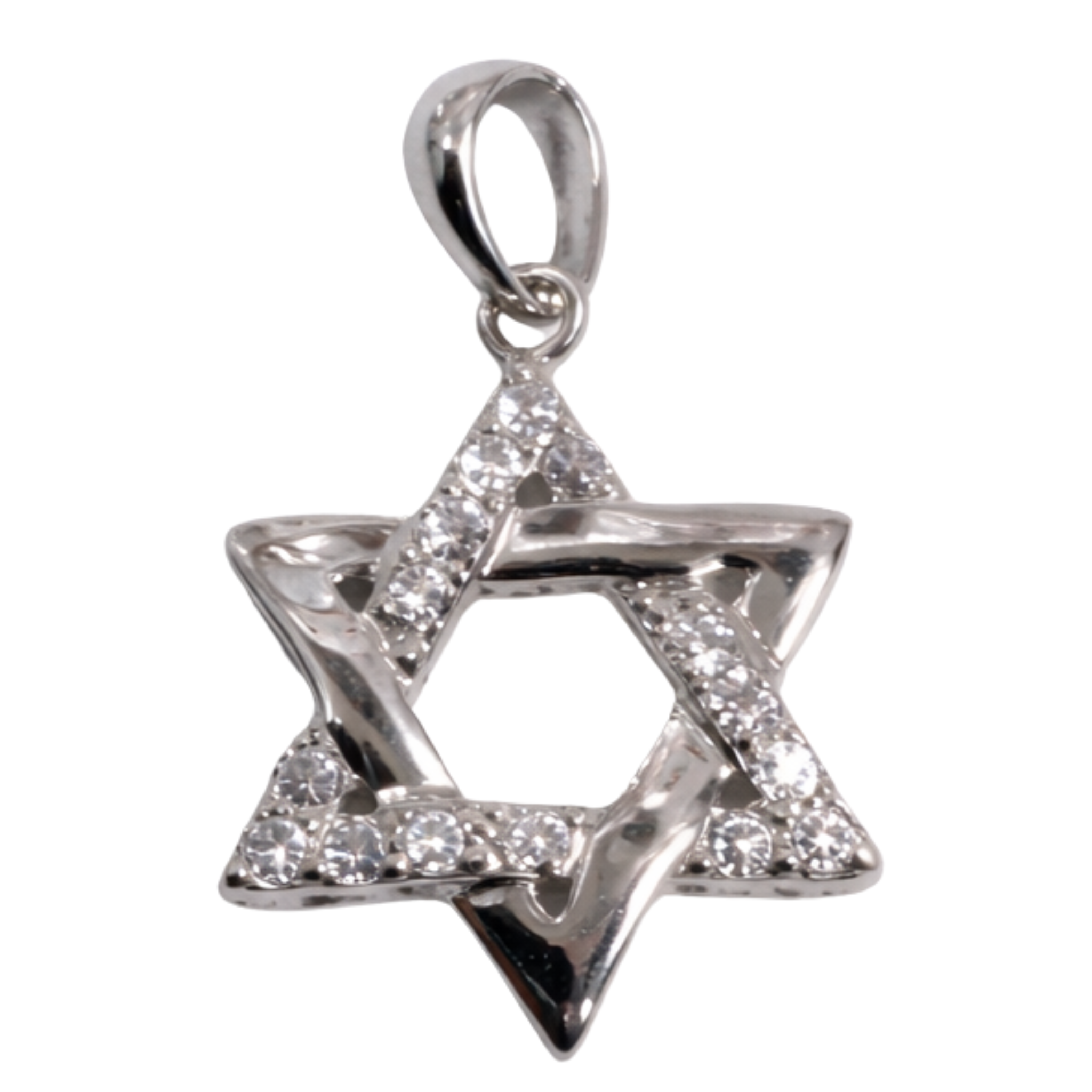 Small Star of David CZ charm in silver, featuring intricate detailing and a sparkling cubic zirconia design.