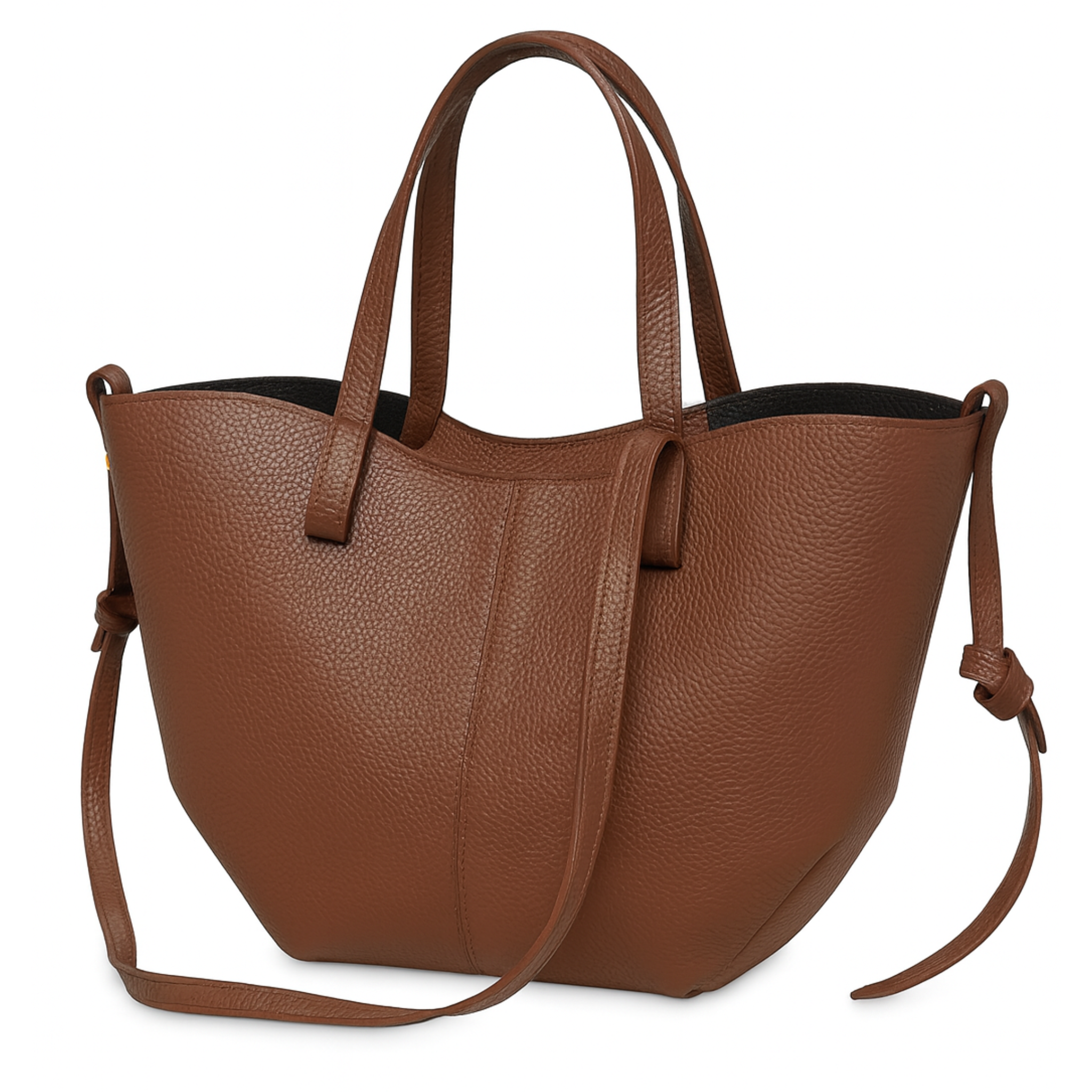 Classic Brown Italian Leather Pebbled Tote