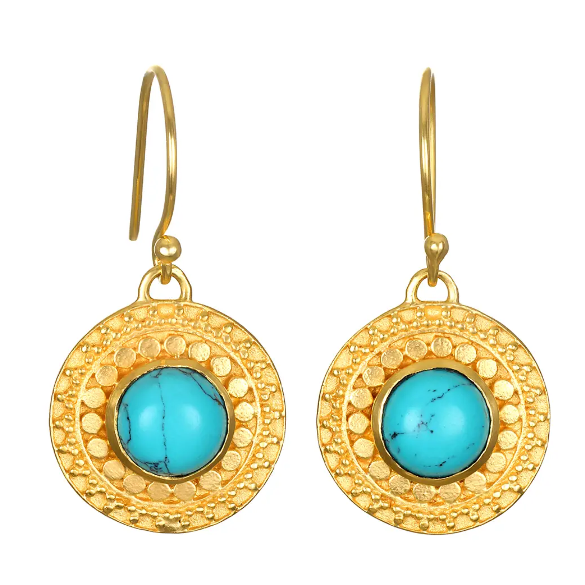 Turquoise and Gold Ornate Earring