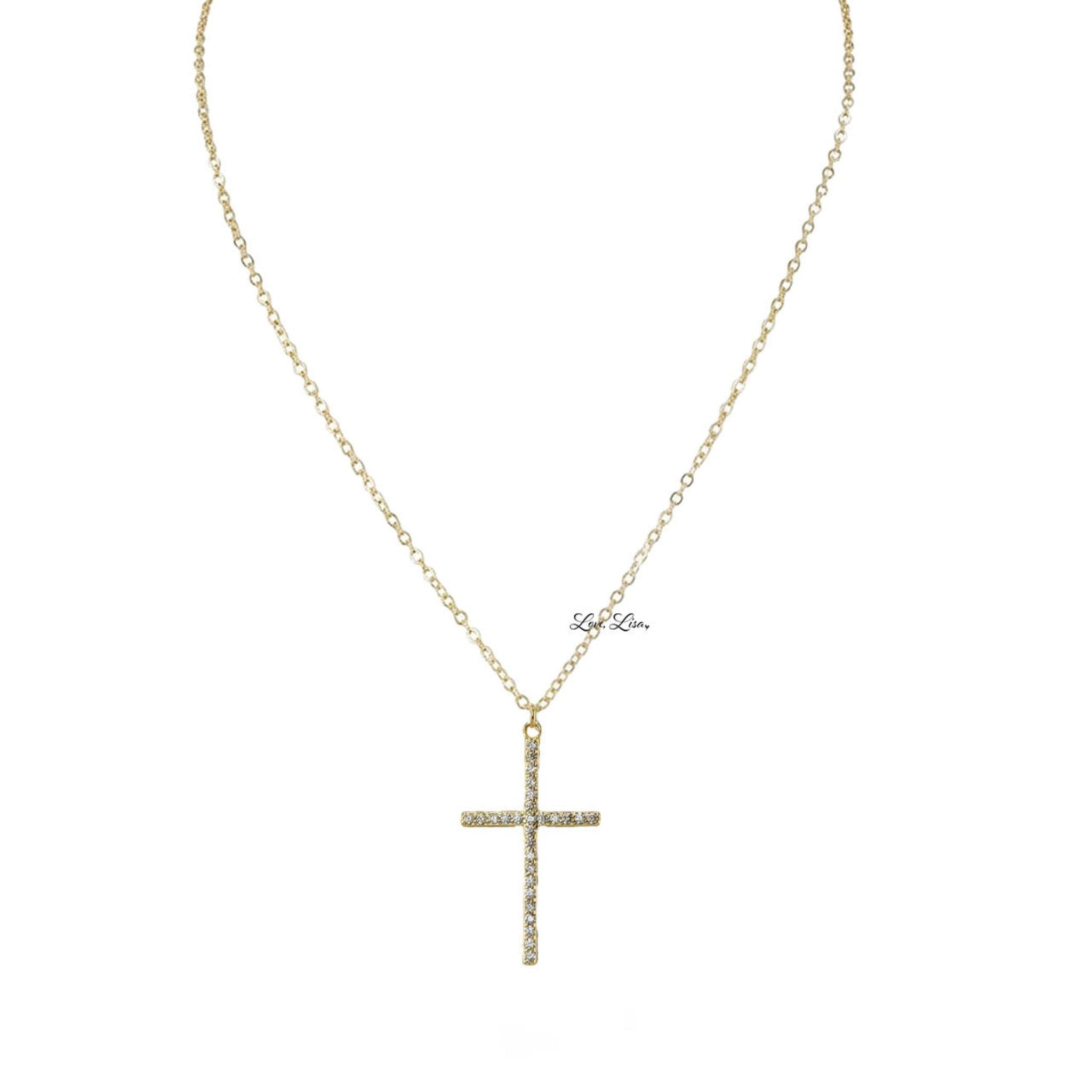 Love Lisa Tamara Pave Cross Necklace featuring a sparkling cross pendant on a delicate chain.