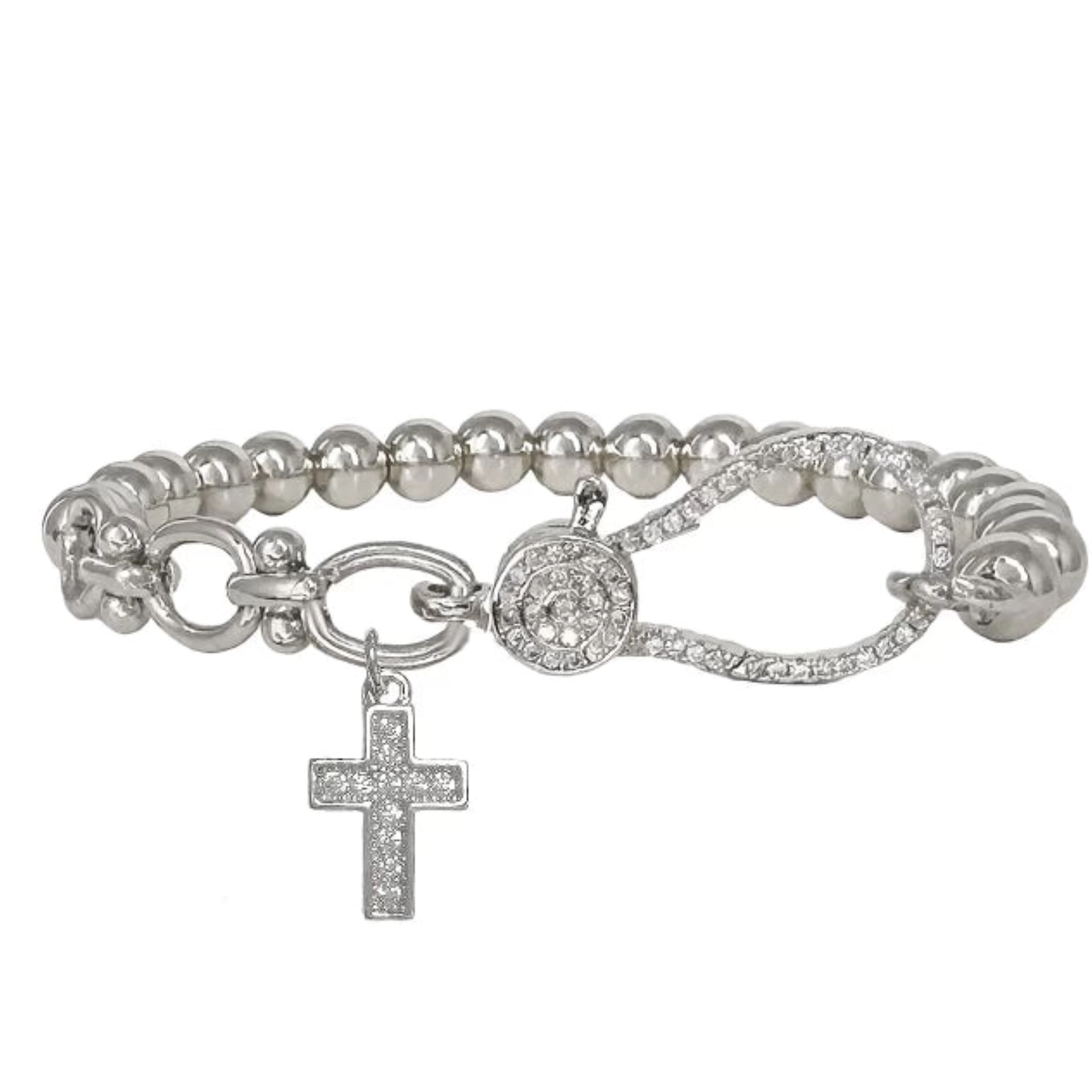 Larissa Cross Stretch Bracelet by love lisa featuring a delicate cross charm on a flexible stretch band.