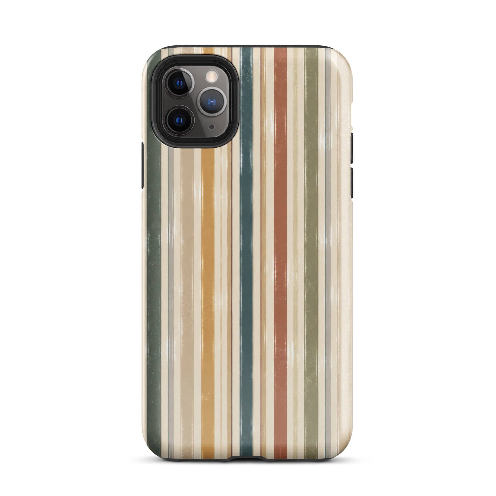 Green Tan Turquoise Stripe iPhone Case
