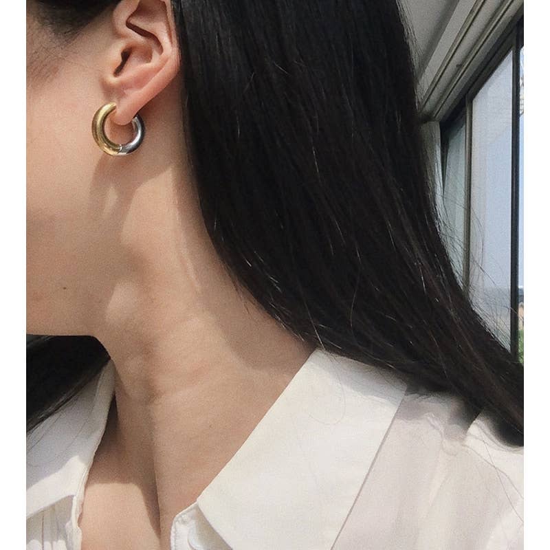 Undecided- Two Tone Earring- Hinge French Cleat Closure - Let's Bag It