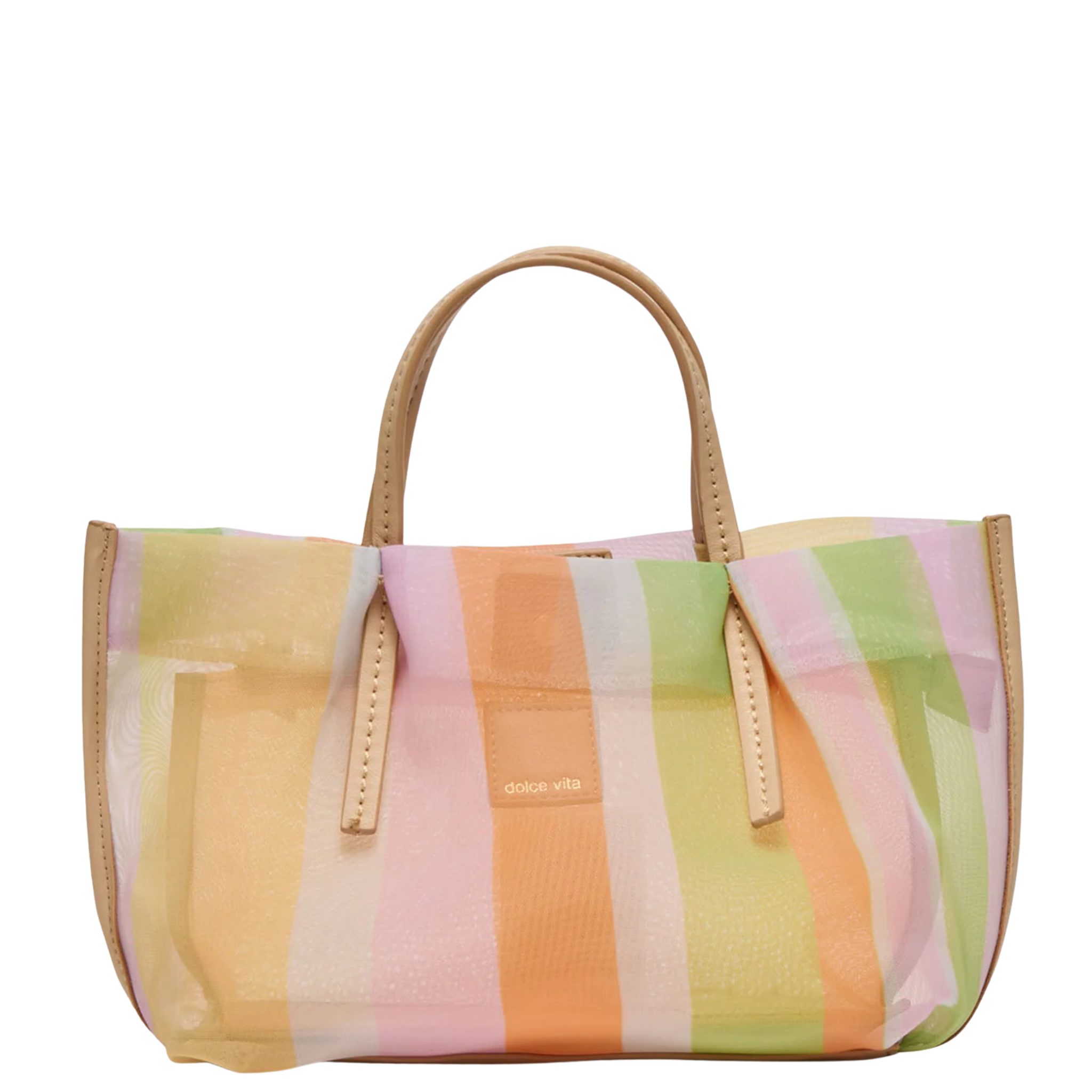 Multicolor Selene Mesh Handbag by Dolce Vita featuring a stylish, see-through design with intricate mesh details.