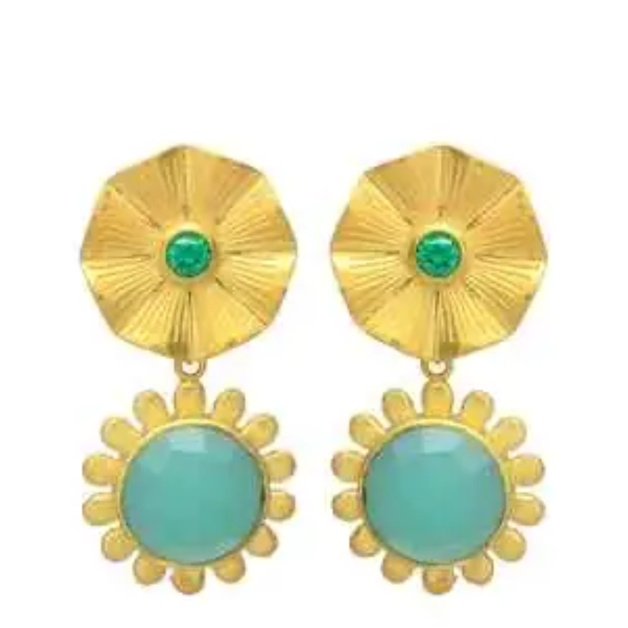 Colorful Kristen gemstone earrings by Private Label featuring multicolor gemstone dangles on silver hooks.