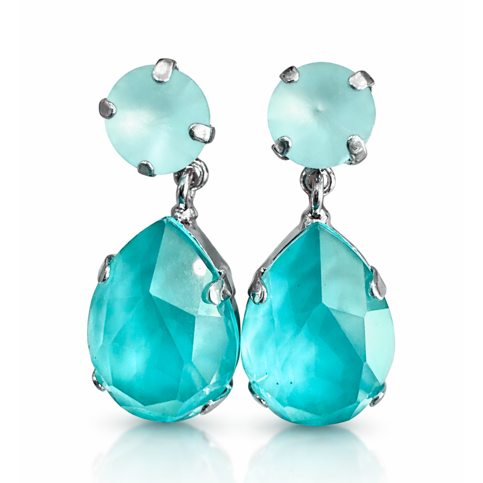 Colorful pear drop earrings by Private Label featuring multicolor design and elegant drop style, displayed on a plain background.
