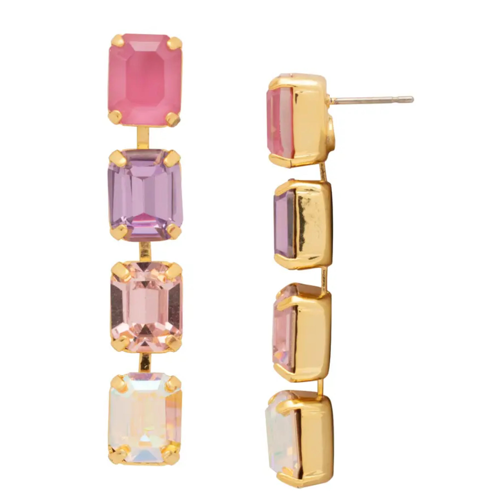 Colorful Octavia repeating dangle earrings by Sorrelli featuring multicolor design and intricate clip-on style.