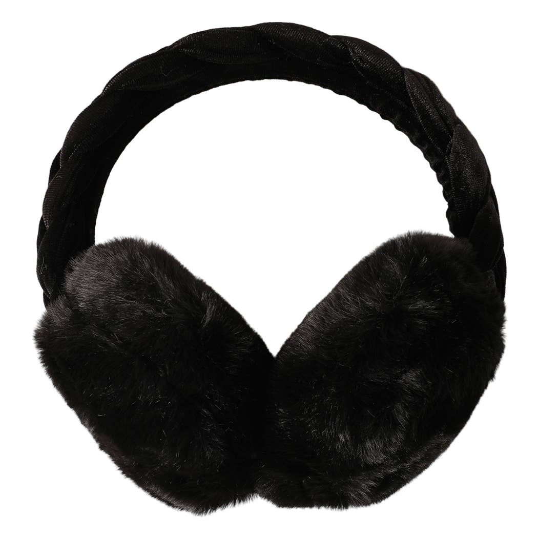 Velvet Braided Faux Fur Fuzzy Earmuffs