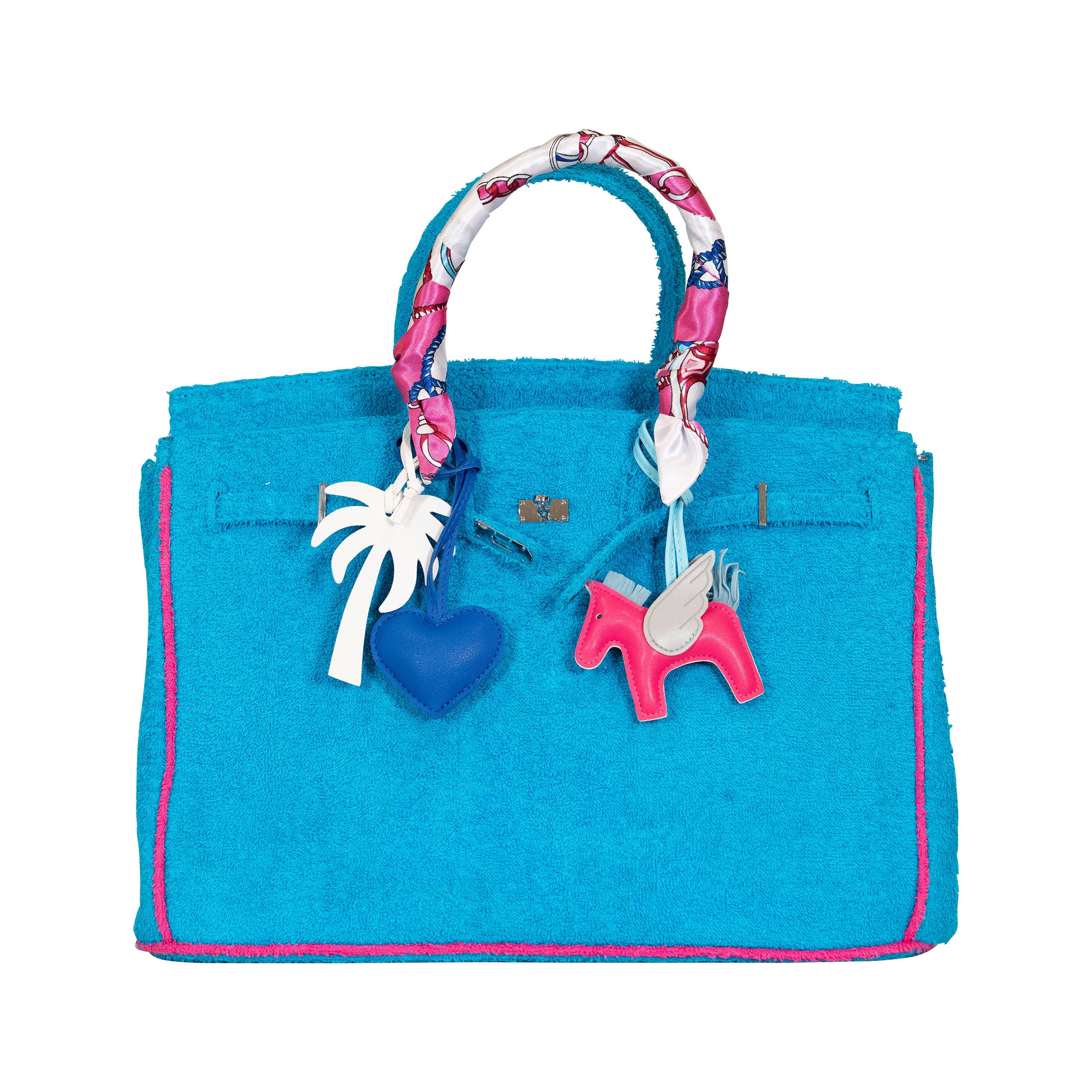 Malibu Sugar horse charm bag charm with colorful scarf accessory attached, decorative jewelry for handbags.