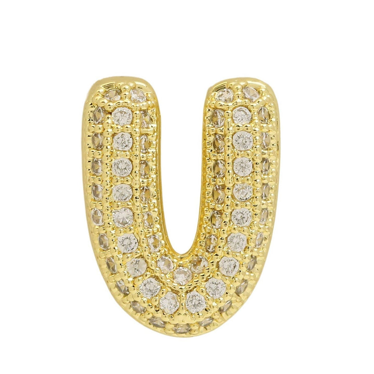 Private label slider initial charm for watch bracelet, featuring a sleek metal design with engraved initial detail.