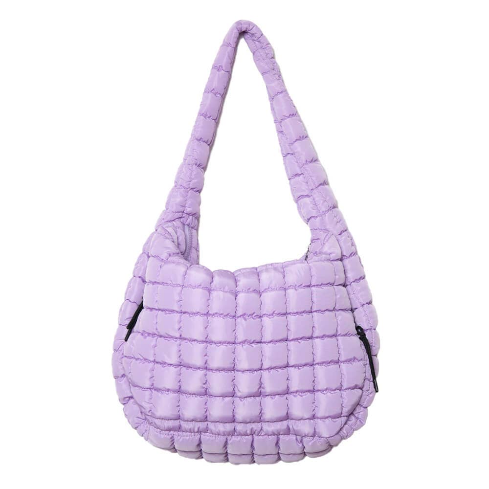 Light Purple Oversized Quilted Hobo Tote Bag - Let's Bag It