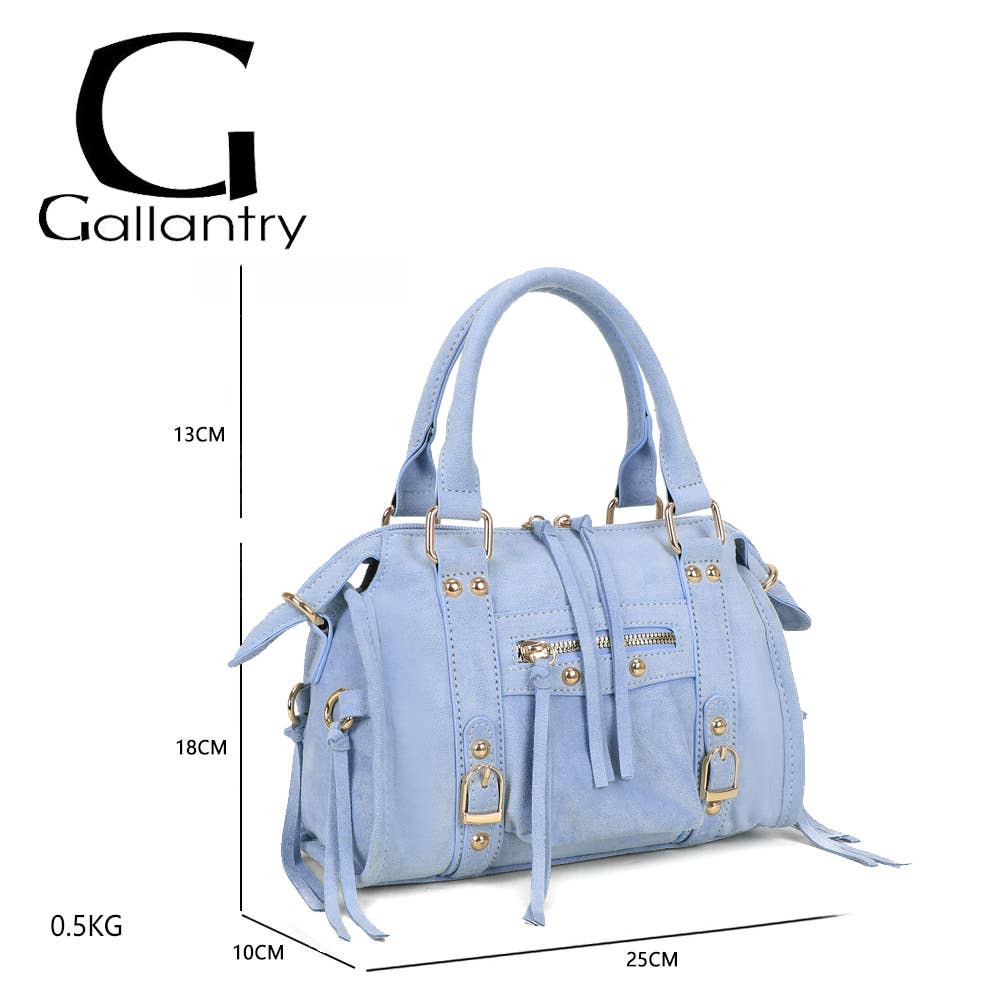 Private label Skyla Small Golden Suede Crossbody handbag with adjustable strap and sleek design.