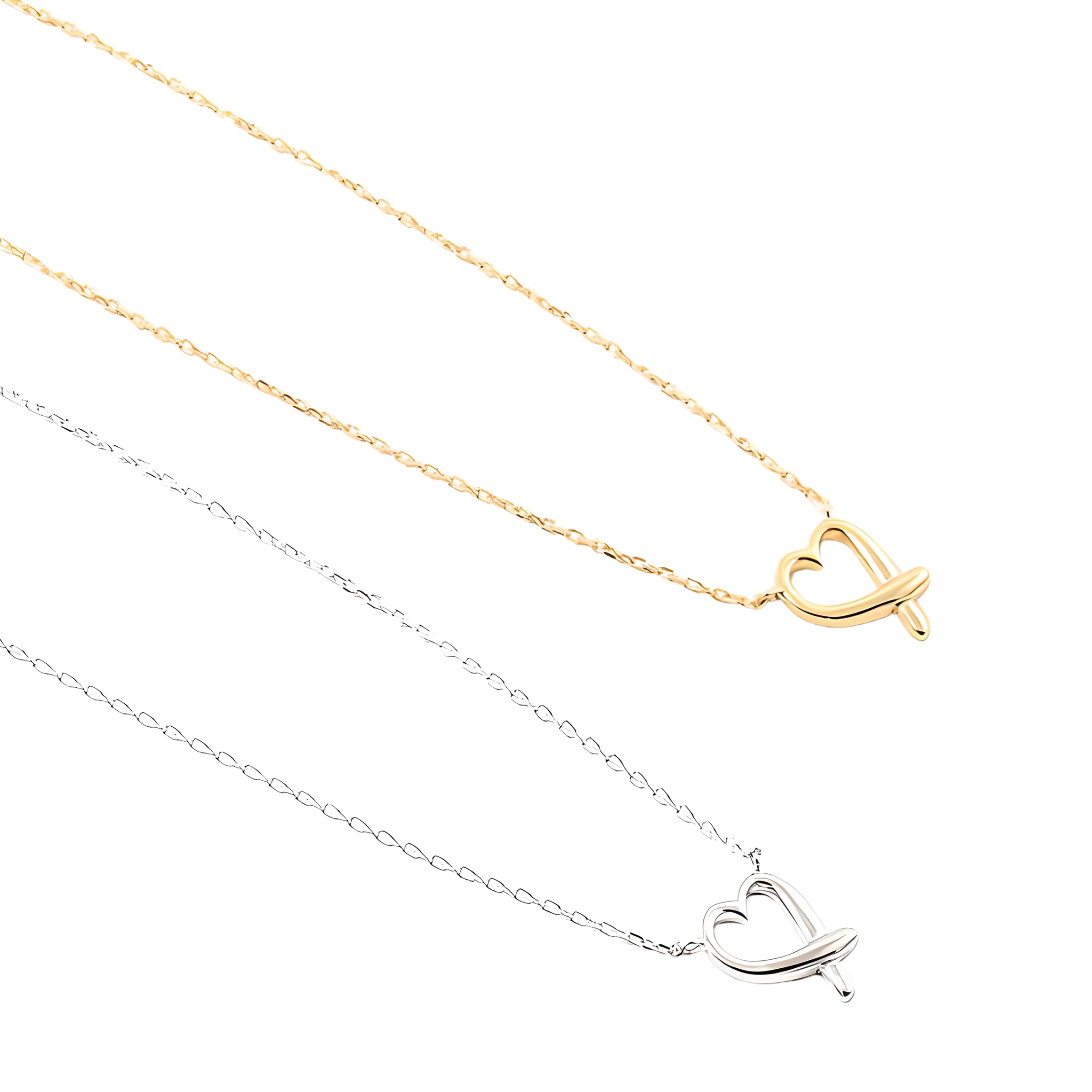 Delicate ribbon heart necklace featuring a graceful design, perfect for adding elegance to any outfit.