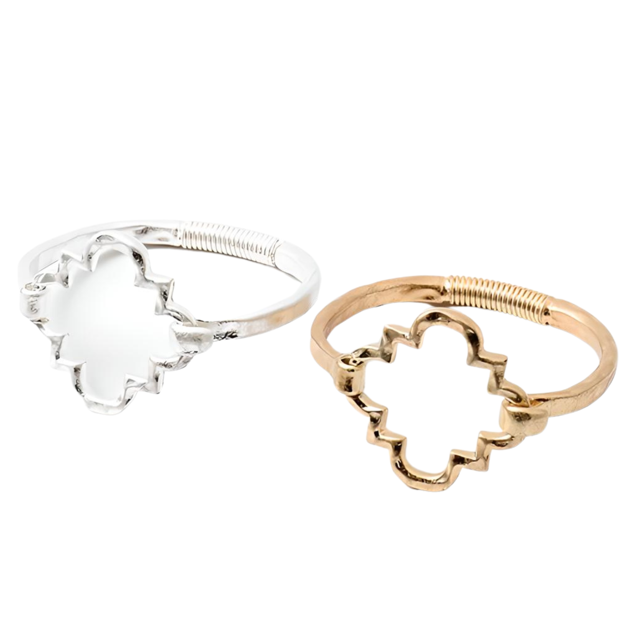 Brushed Metal Geometric Clover Cuff - Let's Bag It